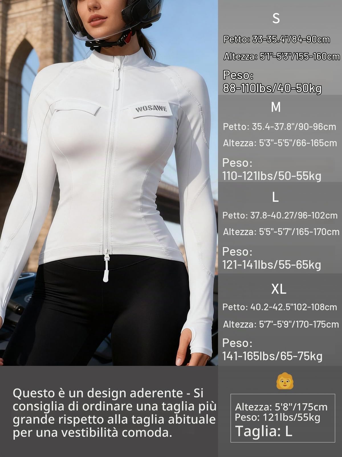 WOSAWE Giacca da moto da donna, vestibilità aderente, con protezioni CE