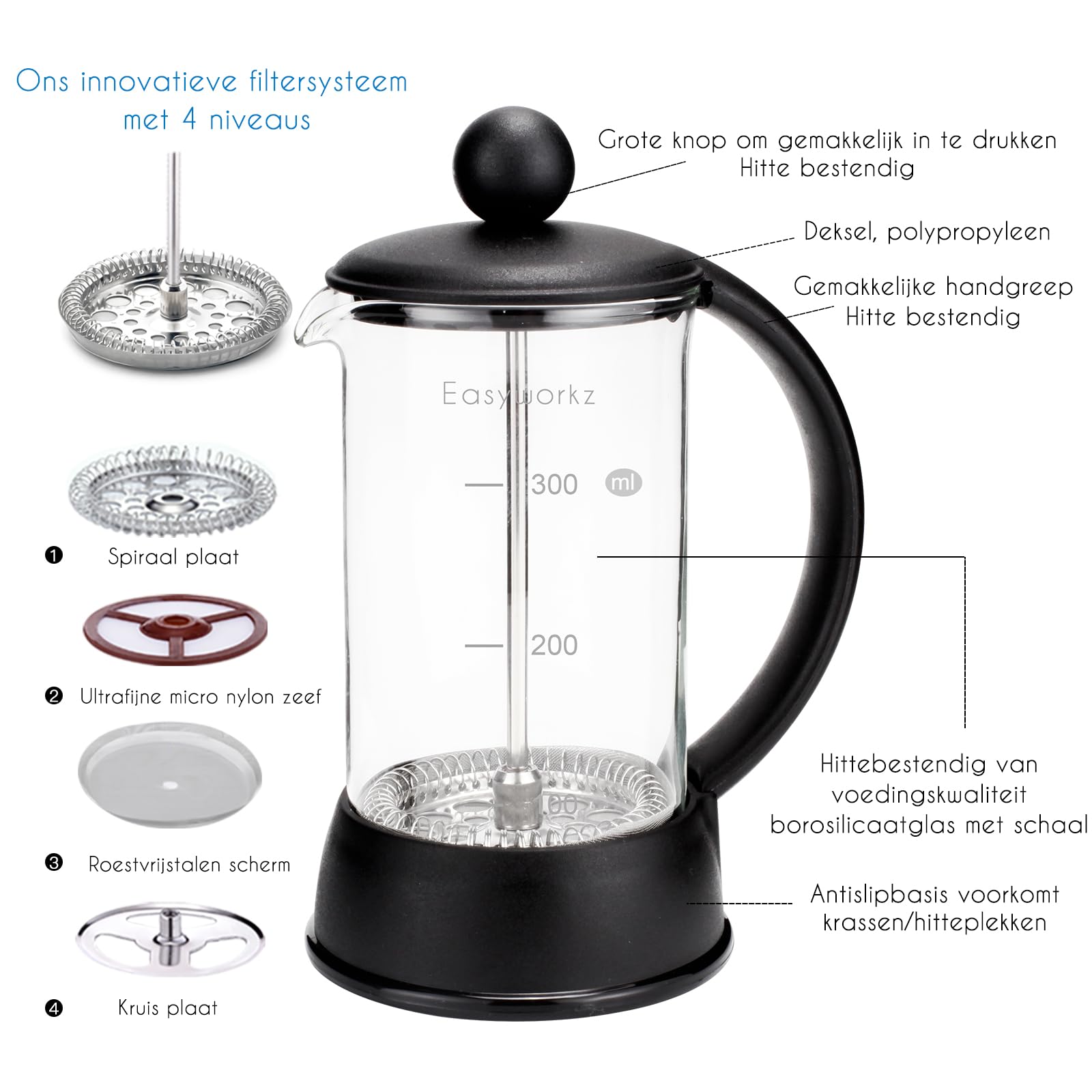 Roestvrijstalen Franse Pers Dubbelwandig Geïsoleerd Koffiekan - 700 ml Roestvrijstalen Franse Pers Dubbelwandig Geïsoleerd Koffiekan - 700 ml