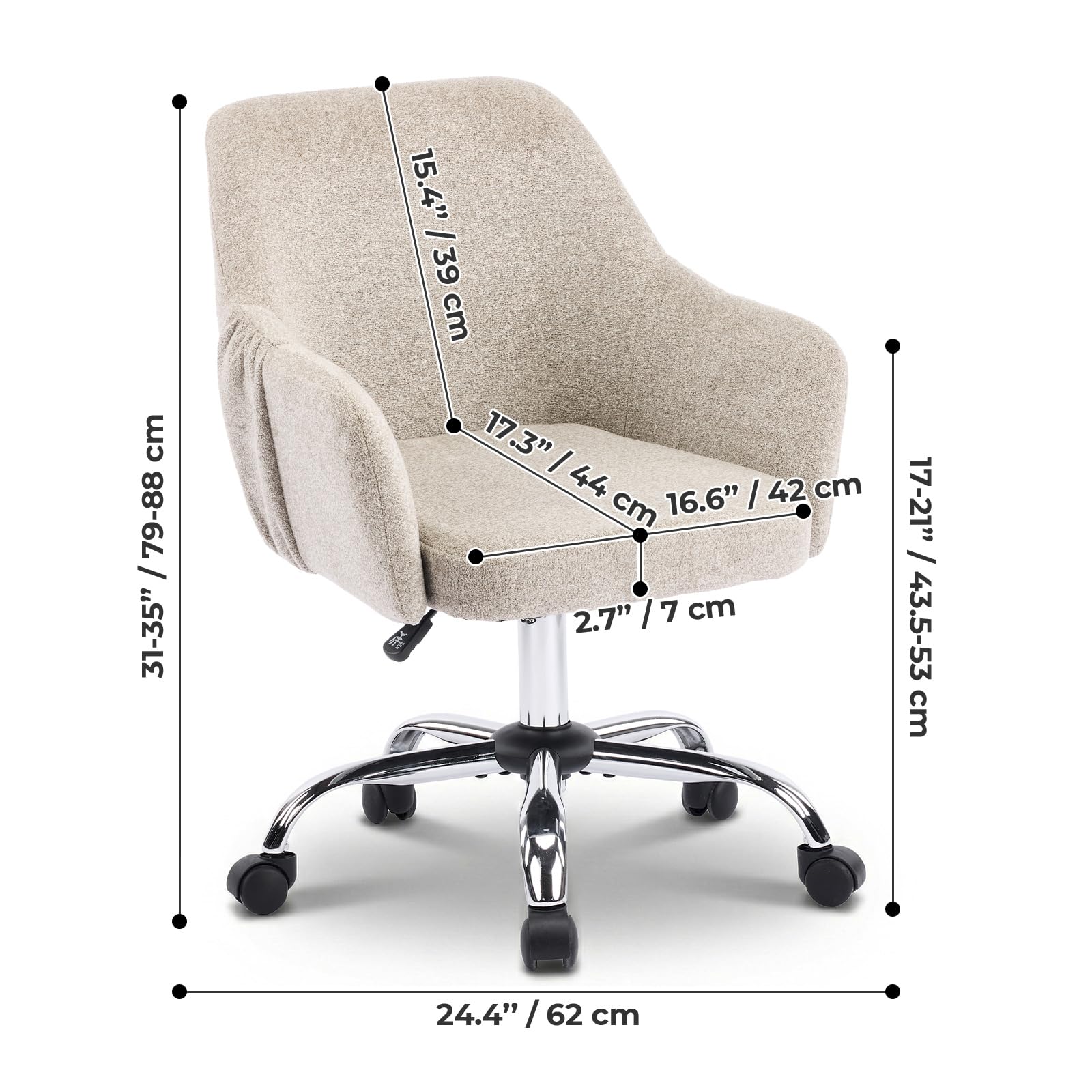 LEADZM Chaise Bureau, Fauteuil, Chaise pivotante, Kaki Clair
