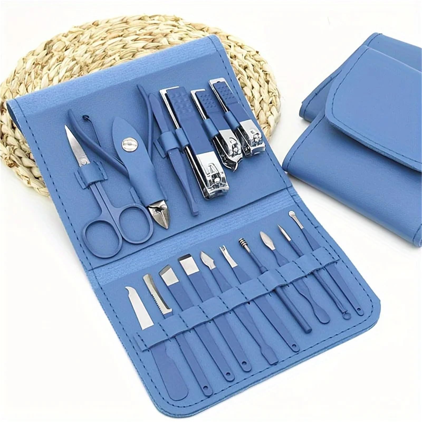 Set de manicura con estuche Juego de herramientas manicura for cortaúñas, con estuche viaje portátil, pinzas for cutículas y kit cortador(Pinkl)