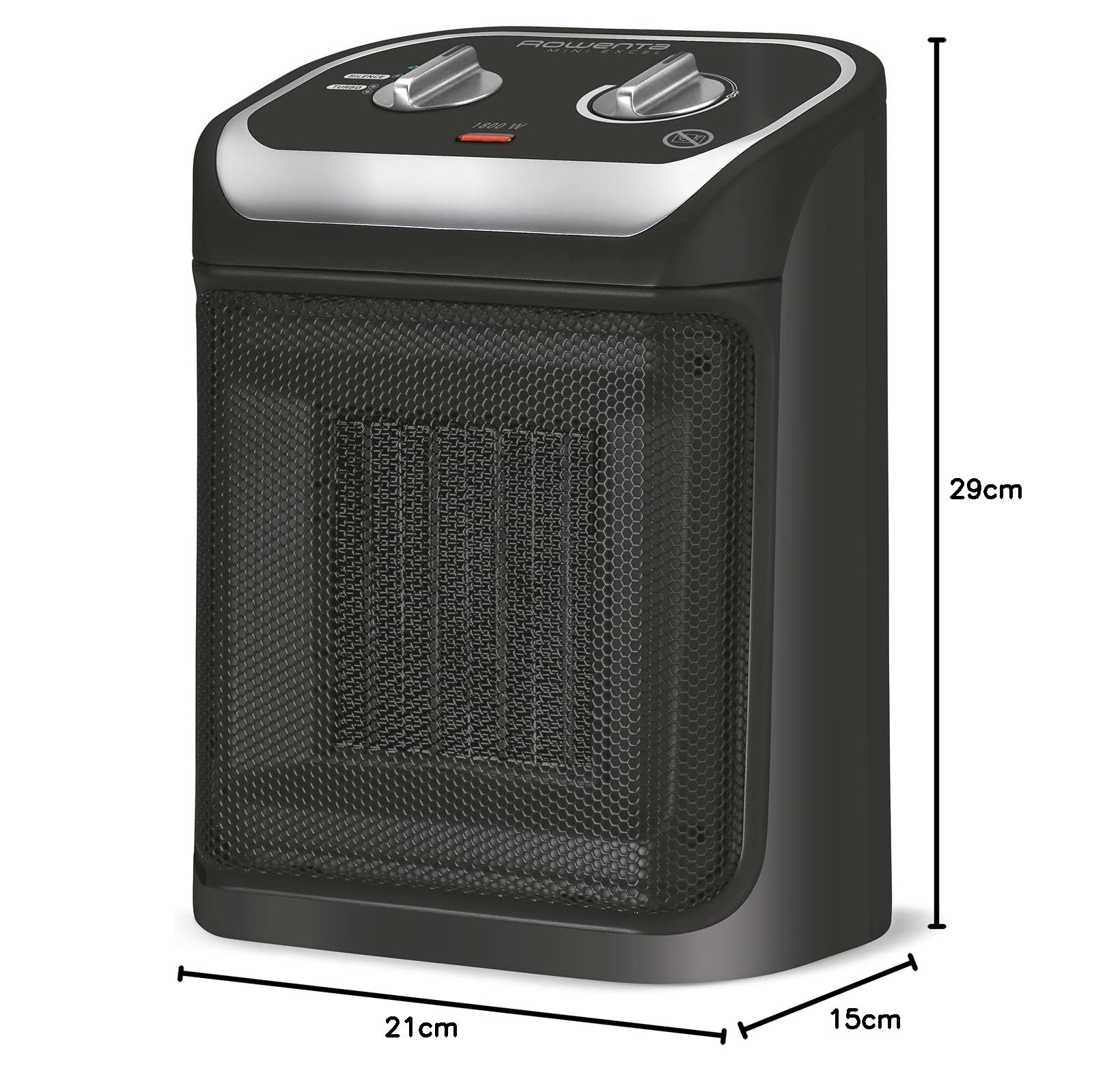 Rowenta Mini Excel Chauffage soufflant céramique 2-en-1, Radiateur électrique, Chauffage d’appoint, Ventilation froide, Puissant, Silencieux, Compact SO9261F0, Noir