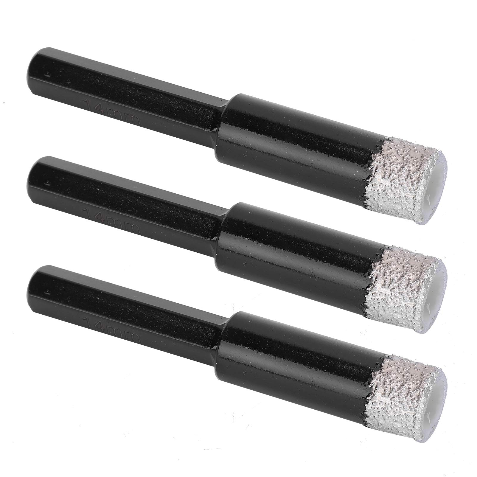 3Pcs Vacuum Brazed Dry Tile Drill Bits for Ceramic Granite 14mm Hole Saw Cutter