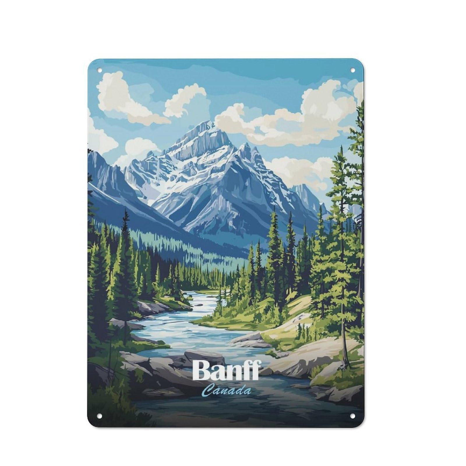 Junmoney Style-5 Tin Wall Plaque 40X30cm With Banff National Park Landscape(4) For Café Or Restaurant, Housewarming Present For People Styling Café And Restaurant