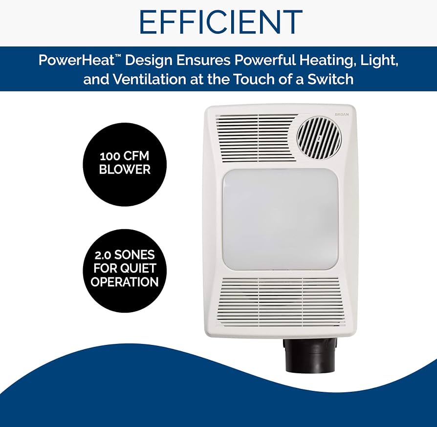 Amazon.com: Broan 100HL Bathroom Fan, 100 CFM for 4 Ducts w/100W Max  Incandescent Light (Not Included) u0026 Heater - White : Tools u0026 Home  Improvement