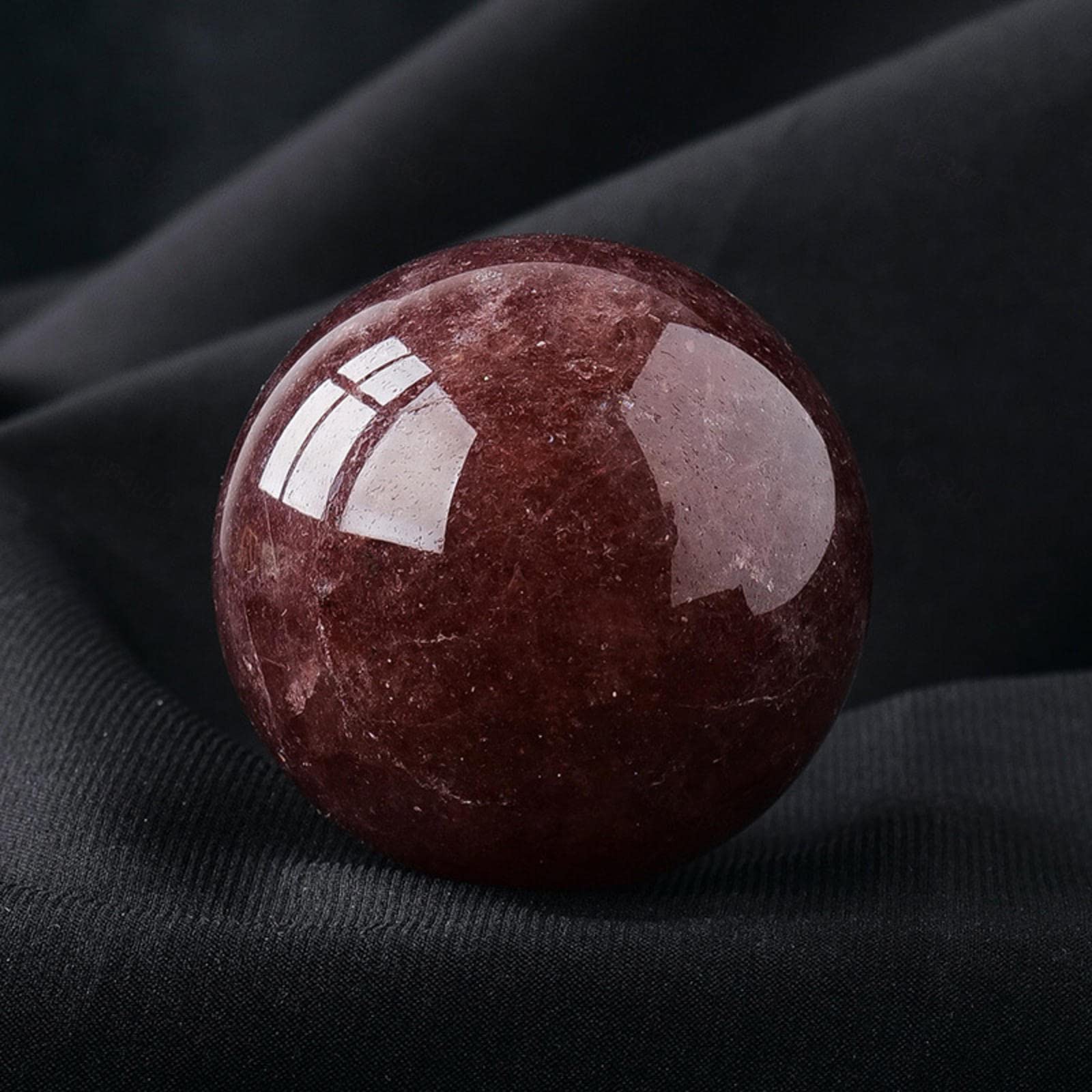 Ylquxeuv One Color Fluorite Rough Stone Crystal Ball Rainbow For Decoration Or Magic,Strawberry Crystal-5Cm