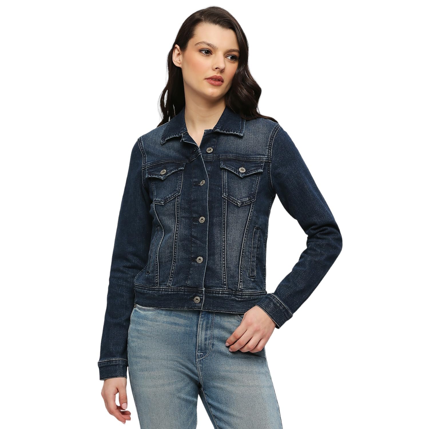 pepe jeans Women's Cotton Blend Noraa Trucker Regular Fit Standard Length Jacket With Flap Pocket-picture-19