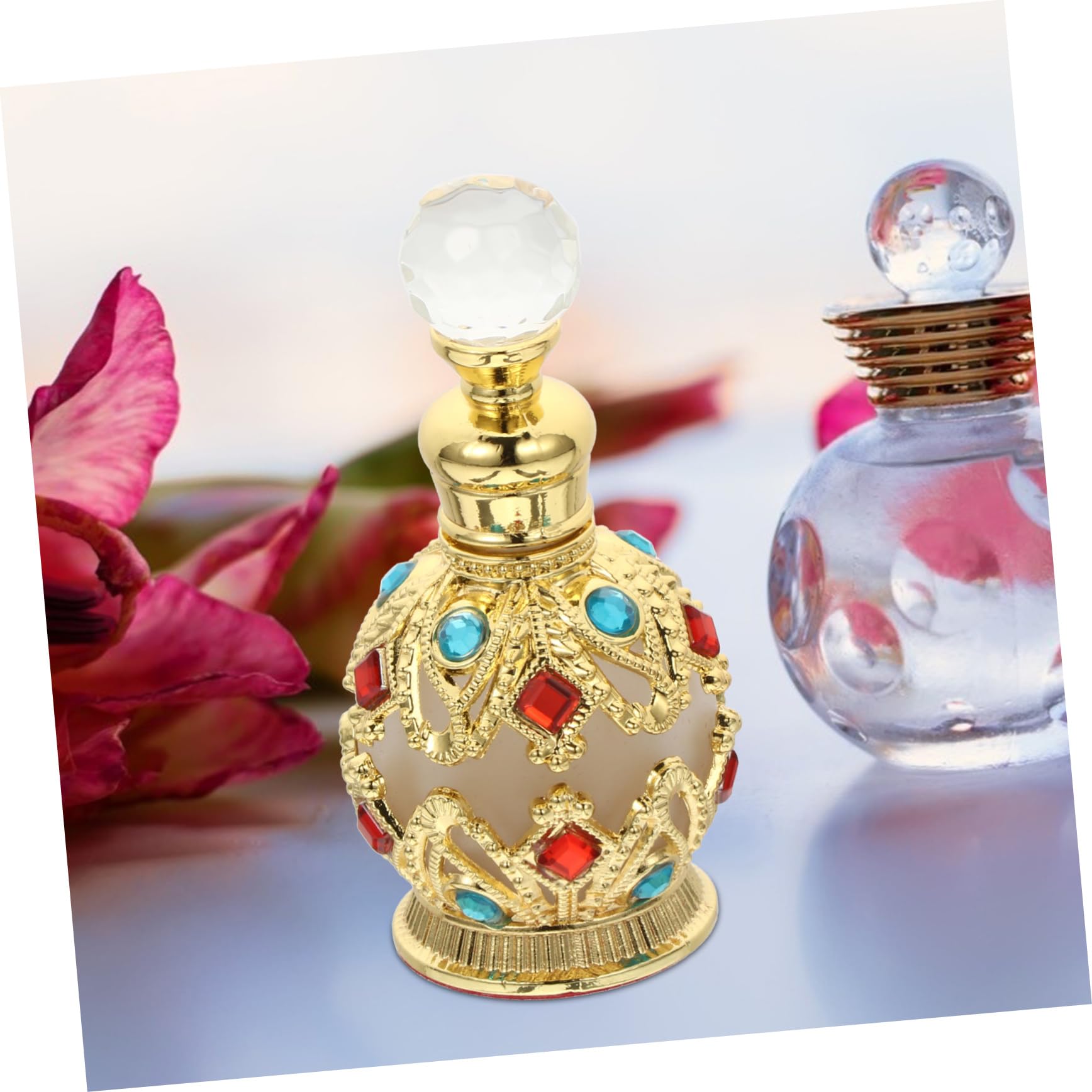 Mipcase Elegancki Złoty Flakon Perfum Pusty Szklany Wkład Diamentowy Do Ponownego Napełnienia Na Podróżny Wystrój Domu
