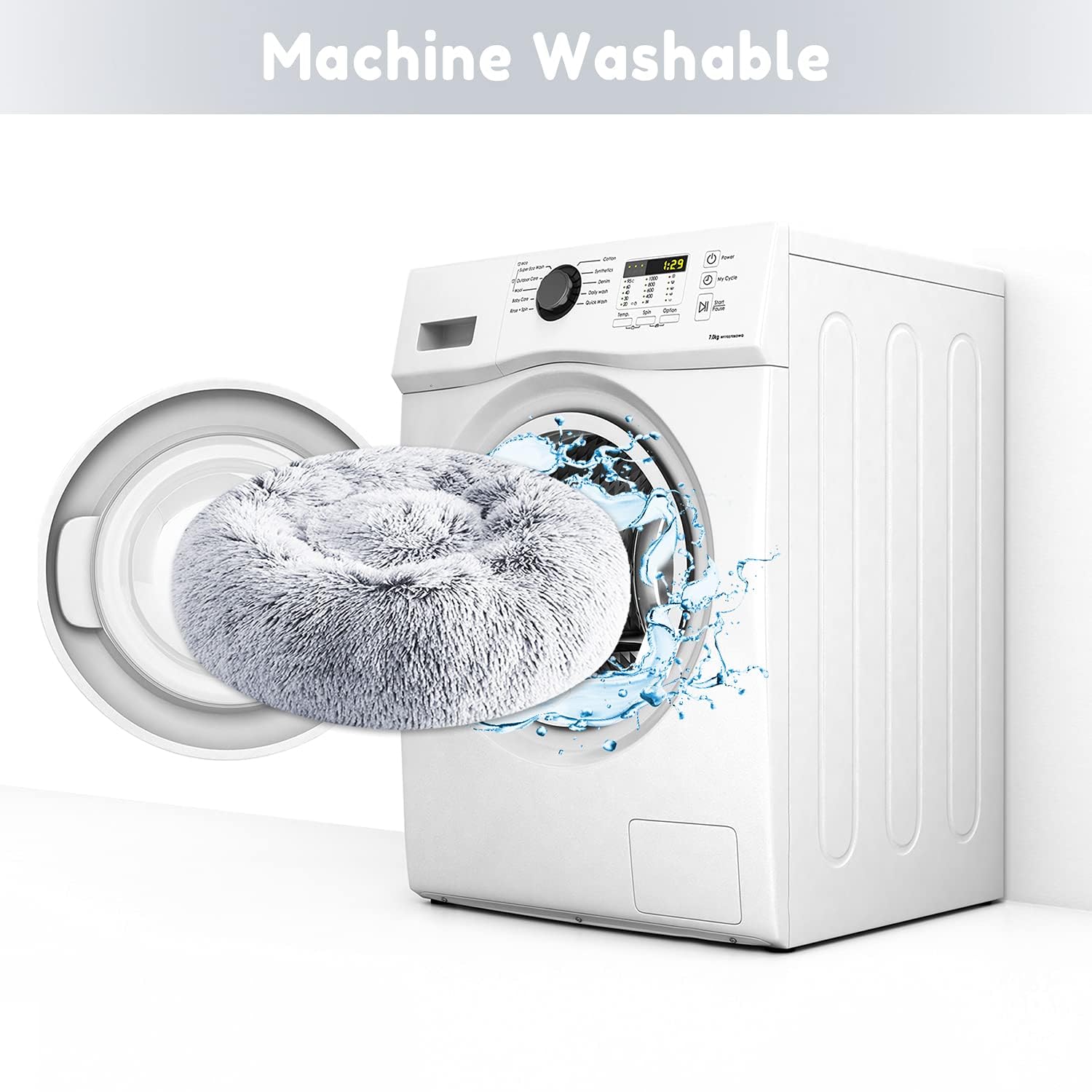 سرير مهدئ للكلاب والقطط، سرير دائري ناعم ومريح ومضاد للقلق، سرير مبطن من الفرو الصناعي المنفوش للكلاب والقطط الصغيرة والمتوسطة من تراسل (61 سم)