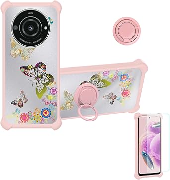 jioeuinly Case Compatible for Sharp Leica Leitz Phone 3 Phone Case Cover [with Tempered Glass Screen Protector][Hard PC + Soft Silicone][Ring Support] [Silver Reflect Light] DYF-CSD