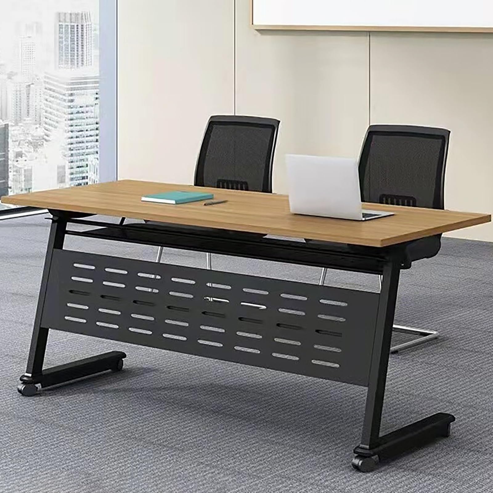HTDRE Mobile Folding Conference Table Flip Top Office Meeting & Training Table Space-Saving Portable Design for Dynamic Workspaces Ideal for Meetings & Events