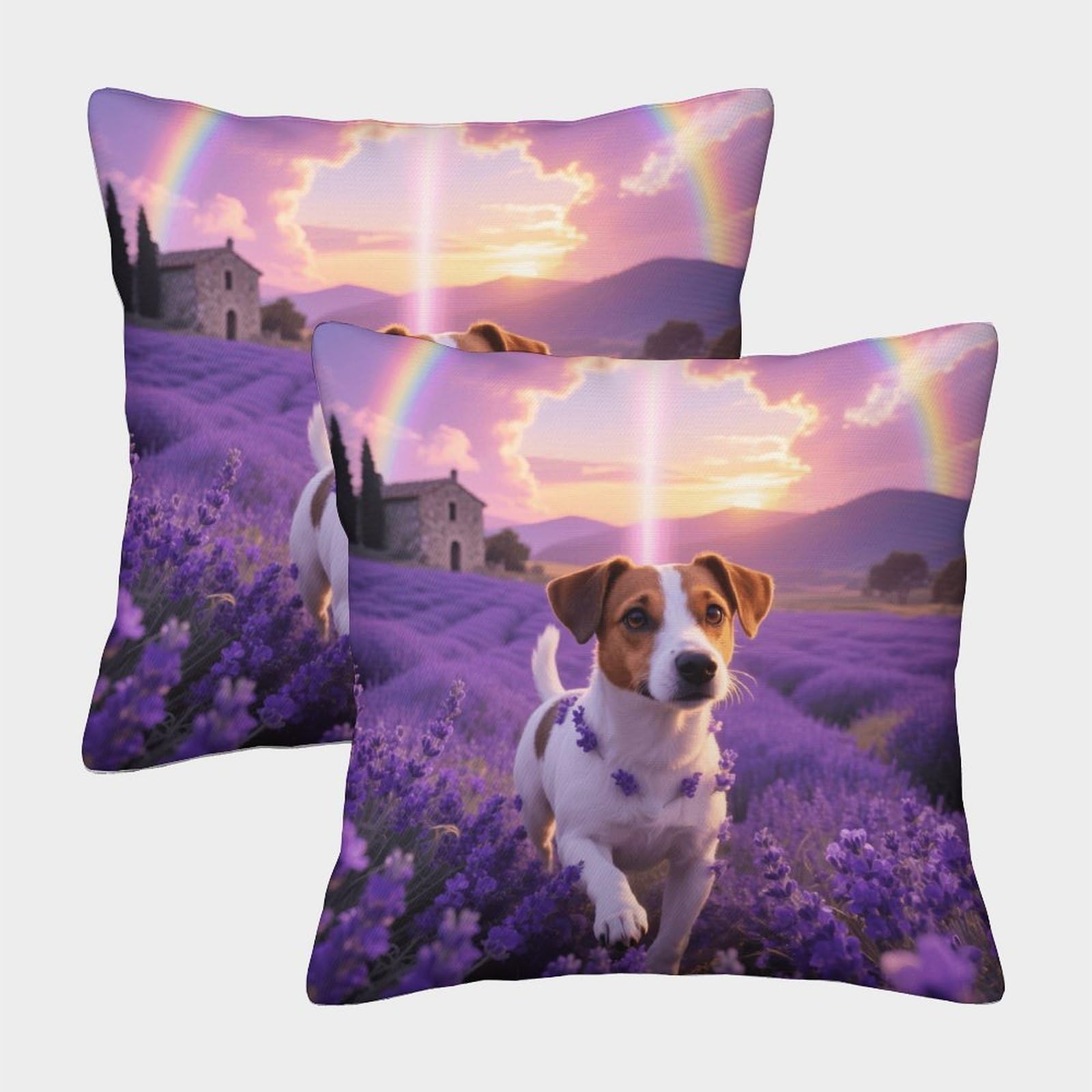Emyxpaqm Style-11 Jack Russell Terrier Cushion Covers Set Of 2, Premium Polyester Throw Pillow Covers With Hidden Zipper, Square Decorative Throw Pillow Cases, For Garden Livingroom Couch Patio Furniture 40X40cm
