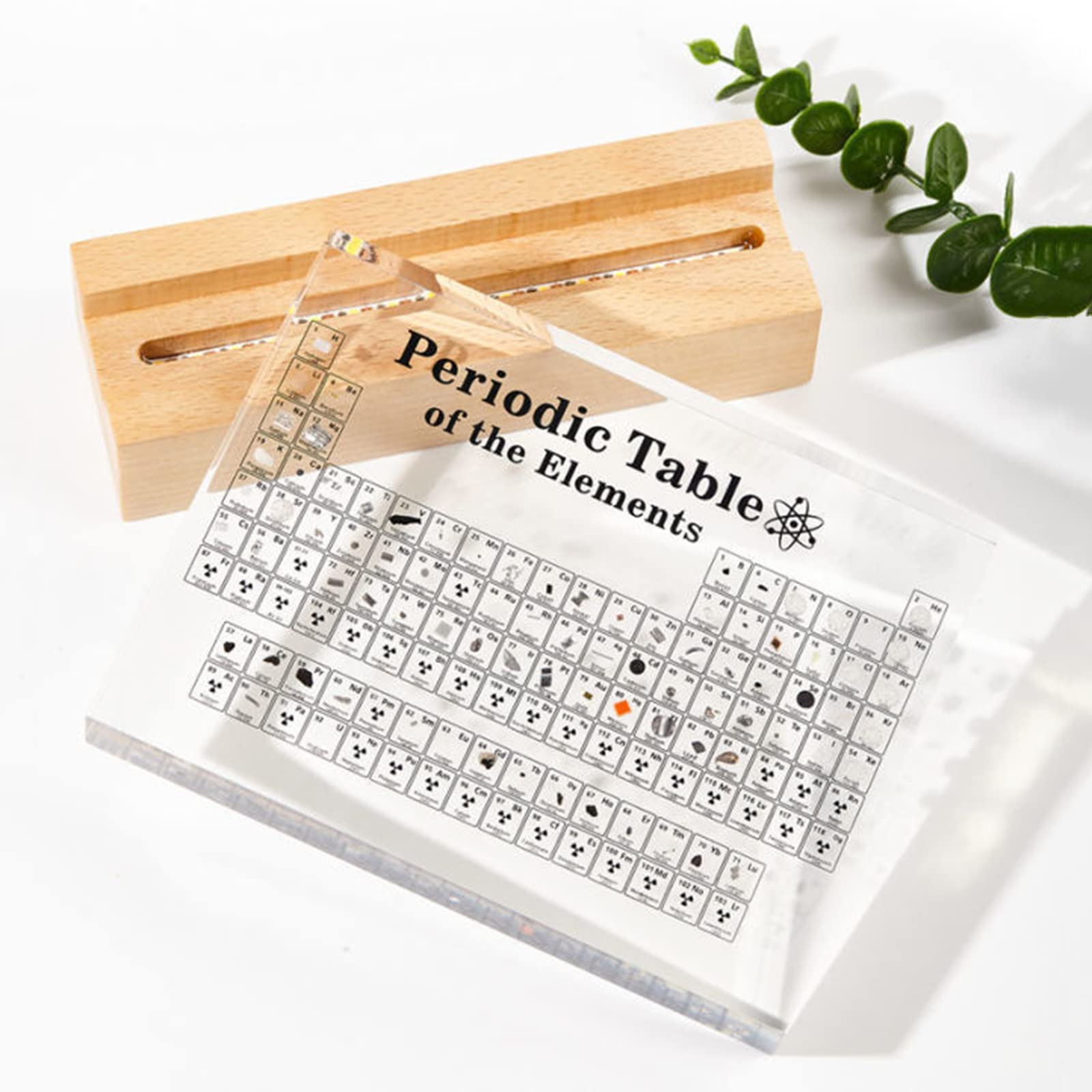 Elements Periodensystem aus Acryl mit 83 echten Proben und bunten LED-Lichtern für Wissenschaftsliebhaber, Studenten, um Chemiediagrammwerkzeuge, Geschenke und Basteldekoration zu lernen