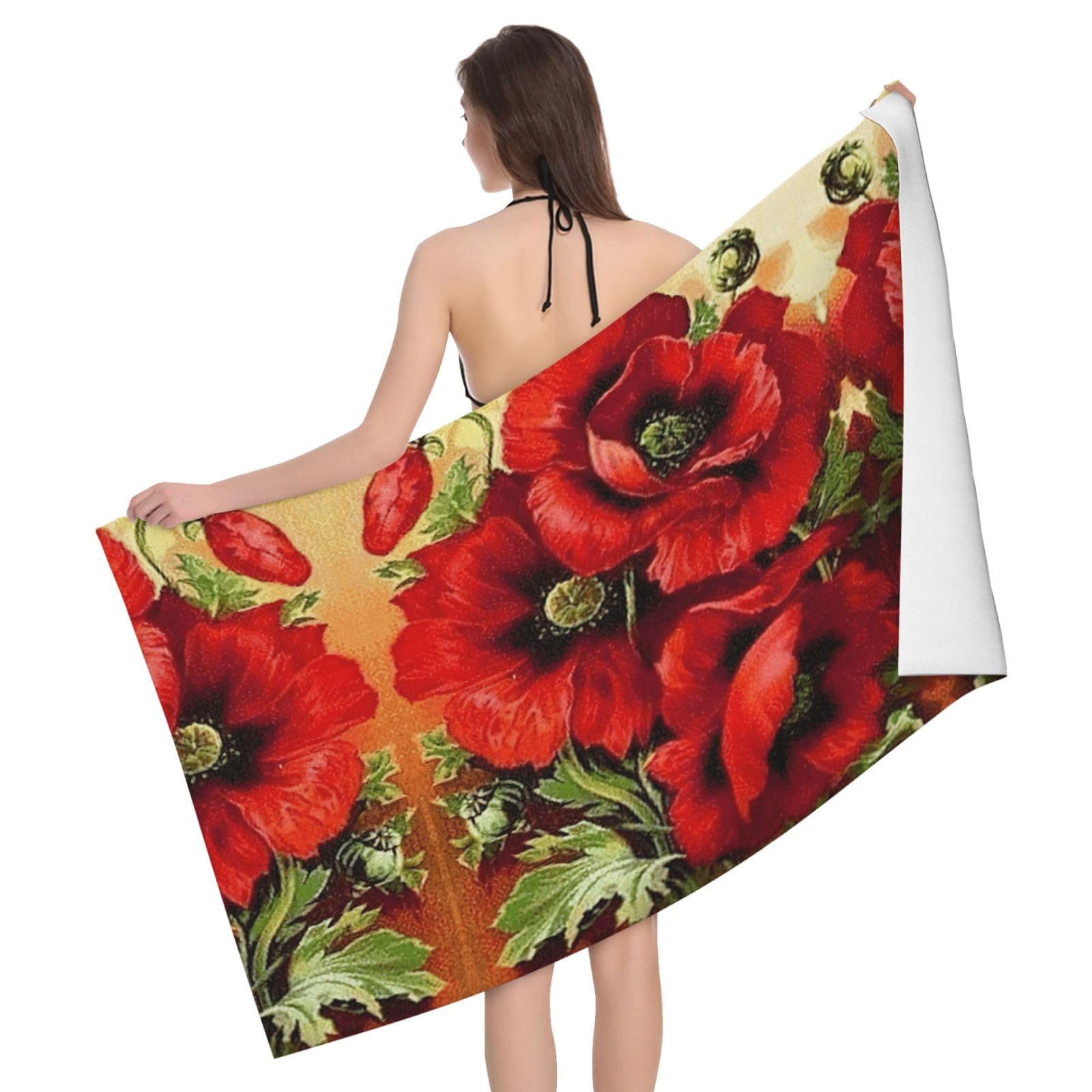 Serviette de bain microfibre coquelicot idéale pour le sport et le spa