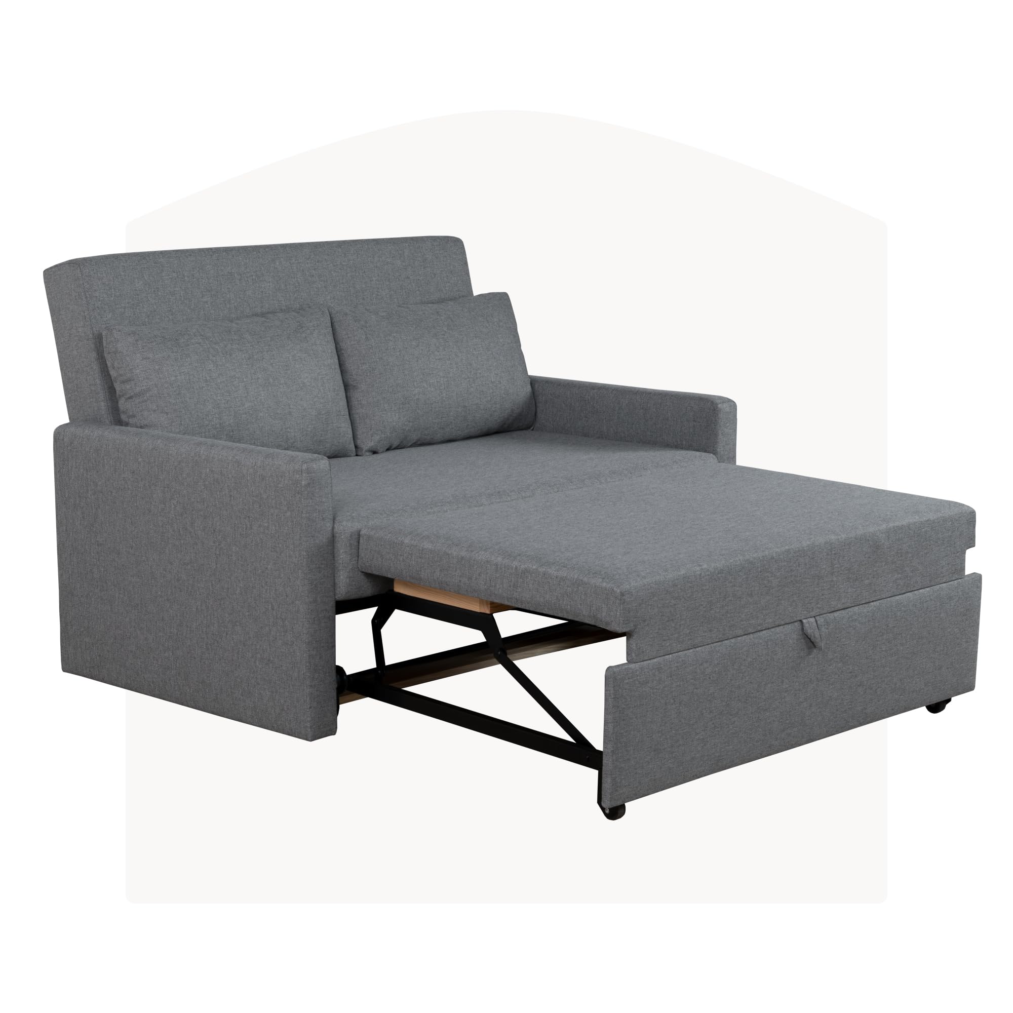 Sofá Cama 2 Plazas, Sillón Cama Plegable Convertible, Sofa Bed Double Matrimonio 132 cm, Extraíble y Extensible, Dos Plazas, Máxima Comodidad, Moderno y para Espacios Reducidos