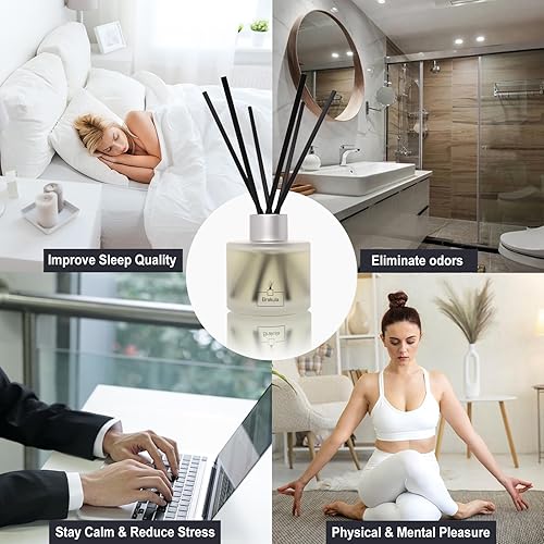 Miniatura 5 de Brakula Juego de 2 difusores de junco, fragancia para el hogar, aceite esencial difusor de verbena de limón, 16 varillas difusoras para baño, sala