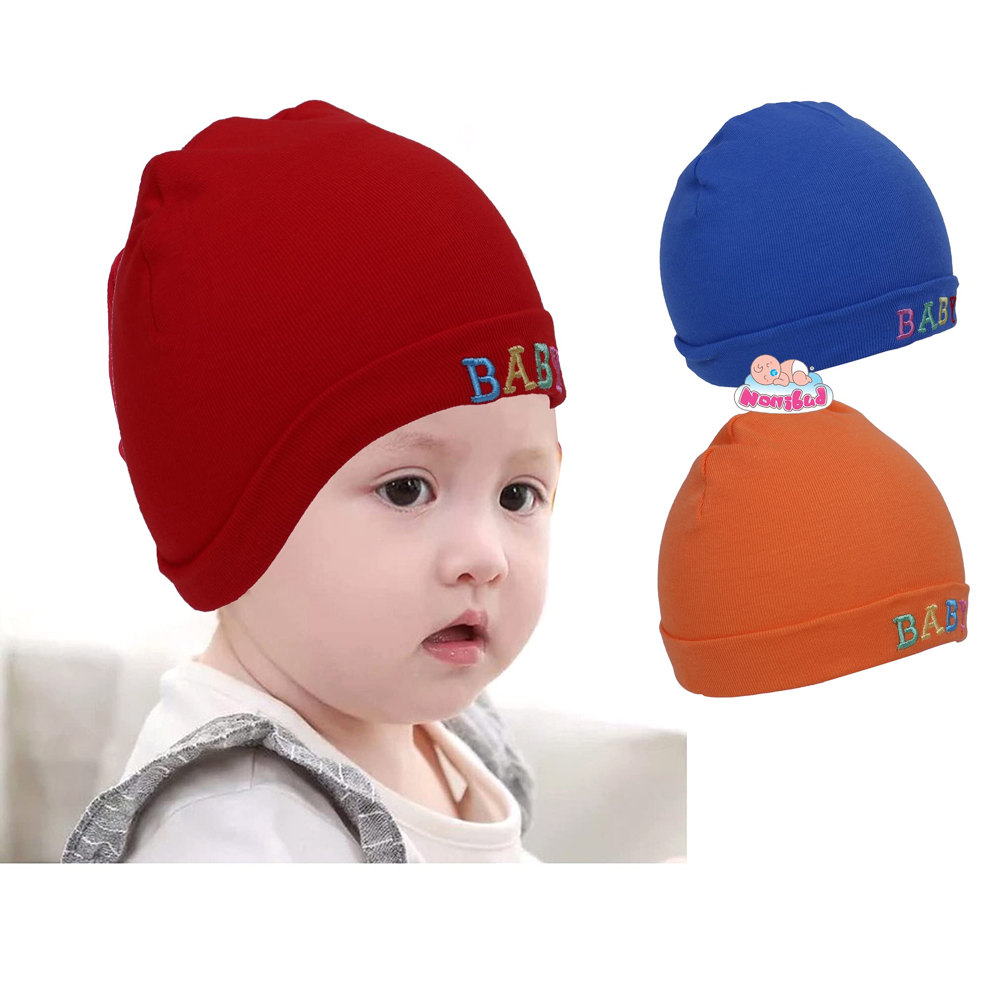 Nonibud Soft 100% Cotton CAPS/Beanies Gift Set for New Born Baby Kids Warm Caps (0-6 Months)