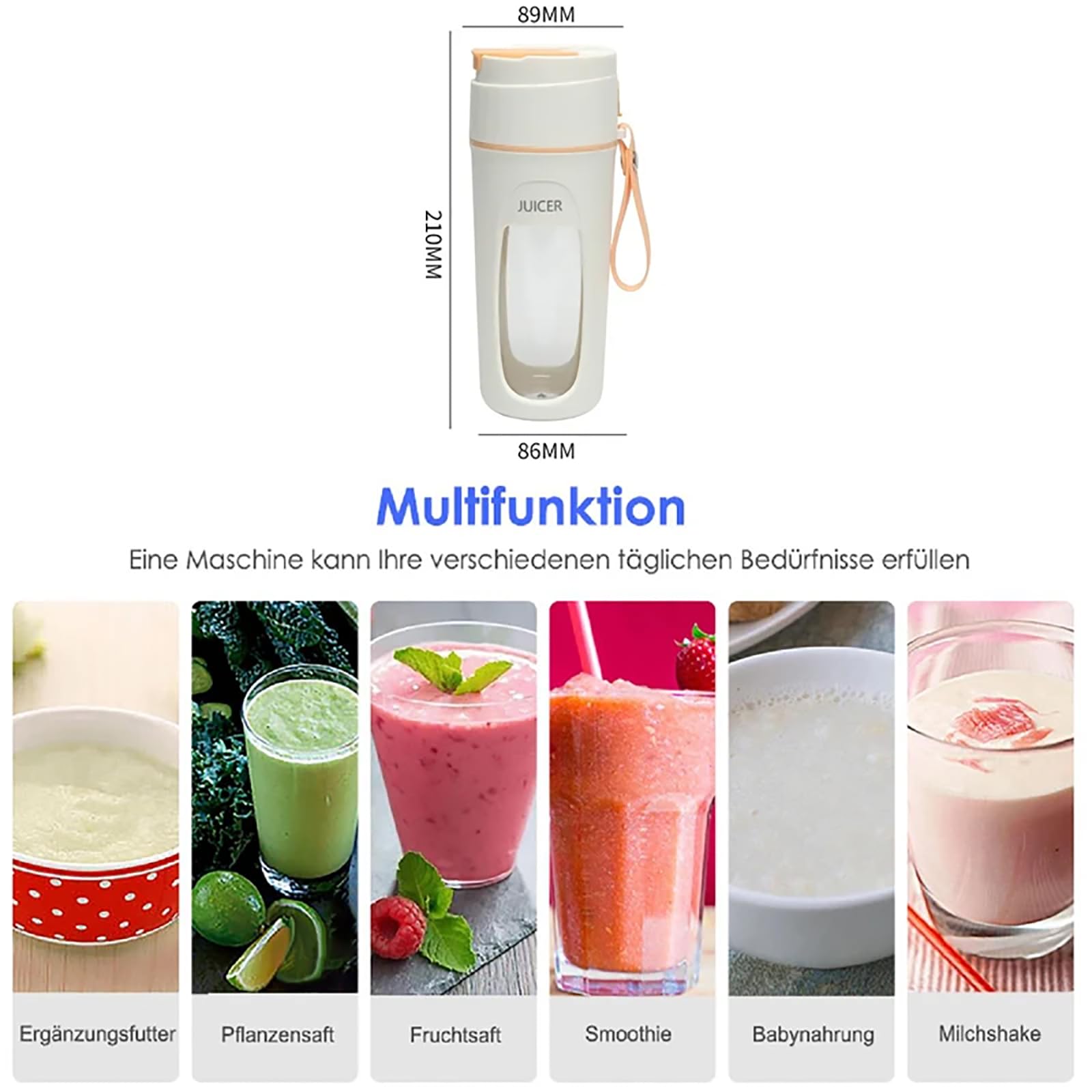 Osobisty Mini Blender Do Soków, Przenośny Kubek Do Wyciskania Soku O Pojemności 340 Ml Z 8 Ostrzami, Szybkie I Łatwe W Czyszczeniu Miksowanie W Stylu Lat 40., Ładowanie Przez USB, Na Śniadanie