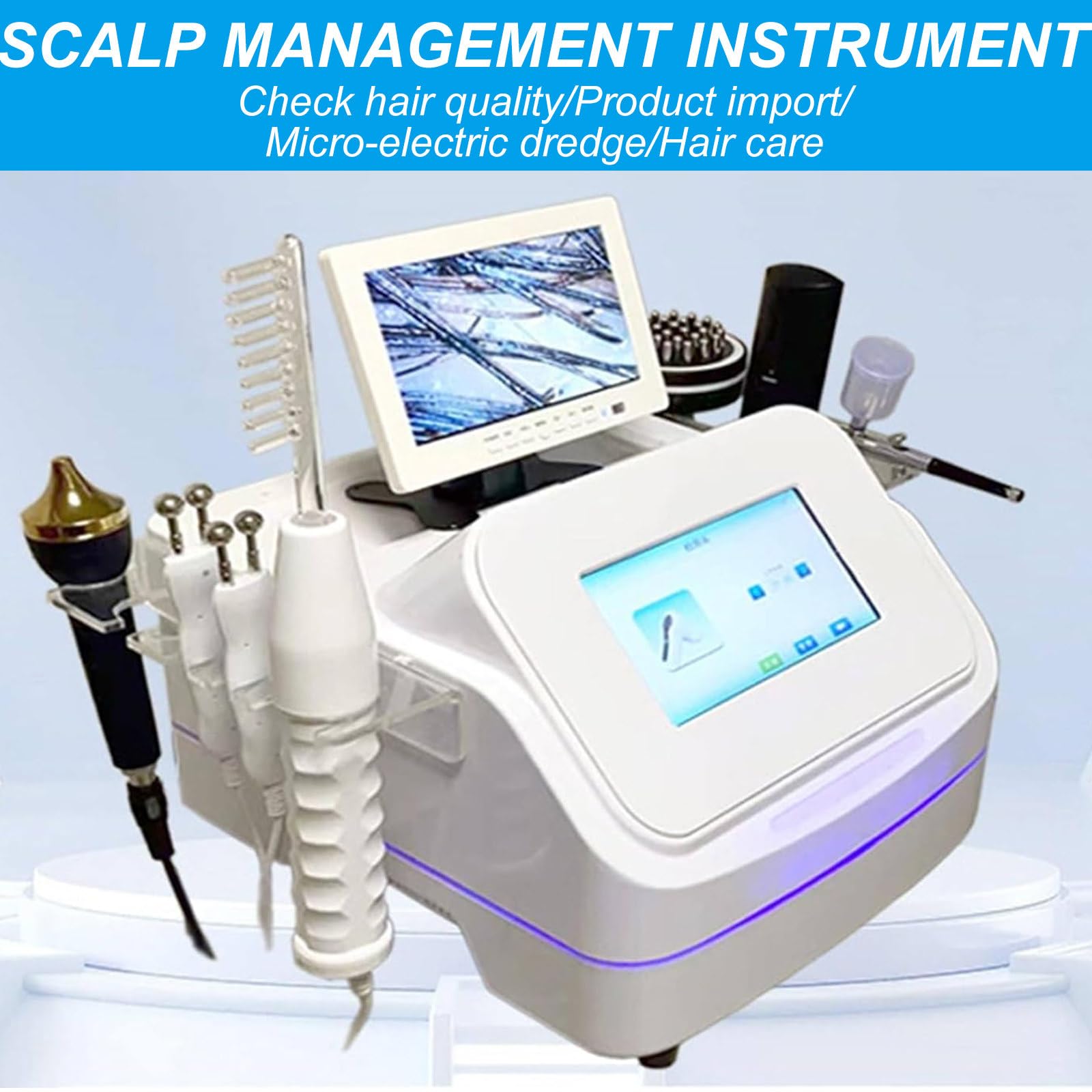 Instrumento Profesional Para El Manejo De La Cabeza, Dispositivo PortáTil Para El Cuidado Del Cuero Cabelludo, Analizador MicroscóPico De 200 Aumentos De La Piel Y El Cabello, Blanco