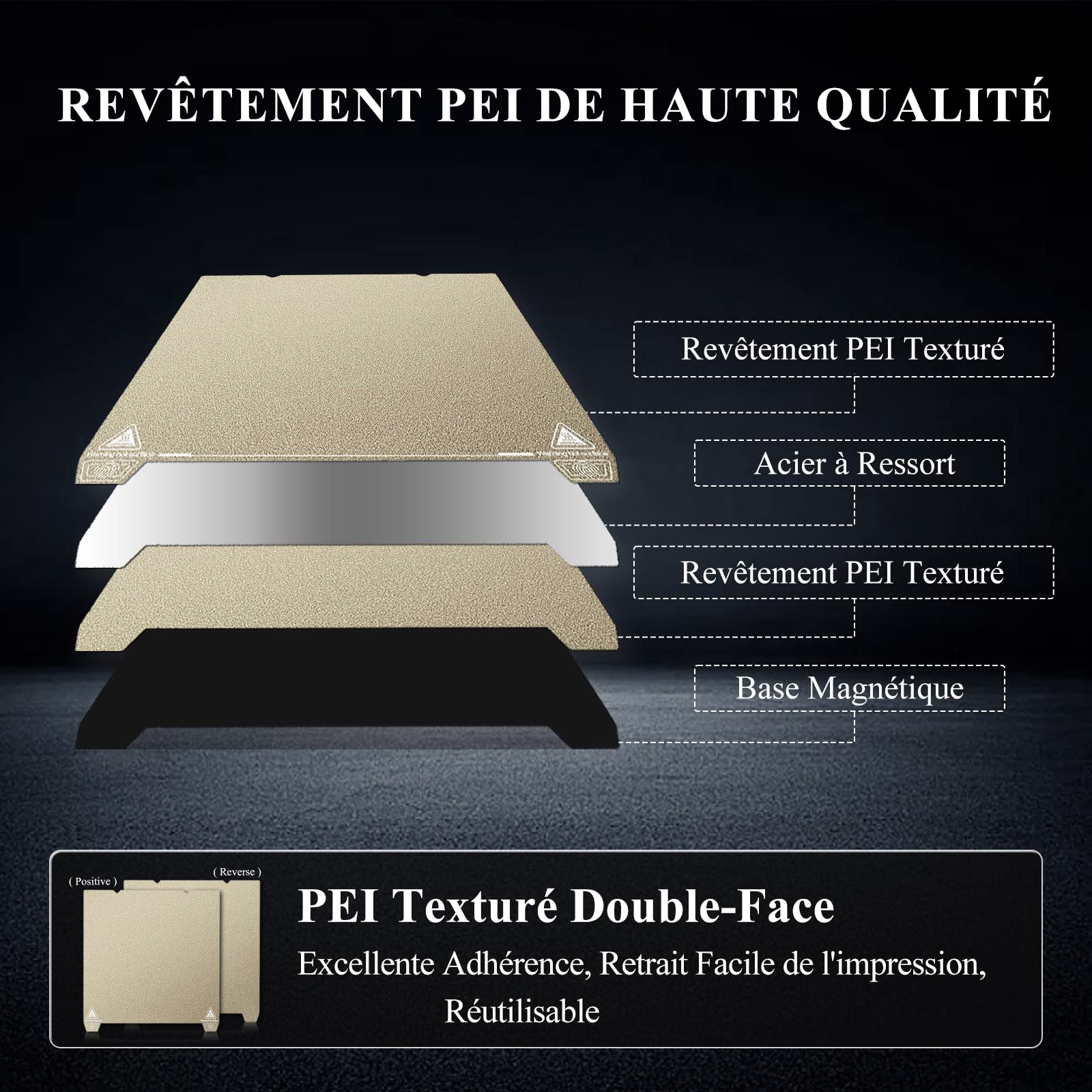 YOOPAI Plateau Ender 3 Double Face en PEI Texturé 235x235mm, PEI Plateforme Magnétique en Acier à Ressort pour Creality Ender 3/ Ender 3 Pro/Ender 3 V2/ Ender 3 S1/ Ender 3 Neo Imprimante 3D