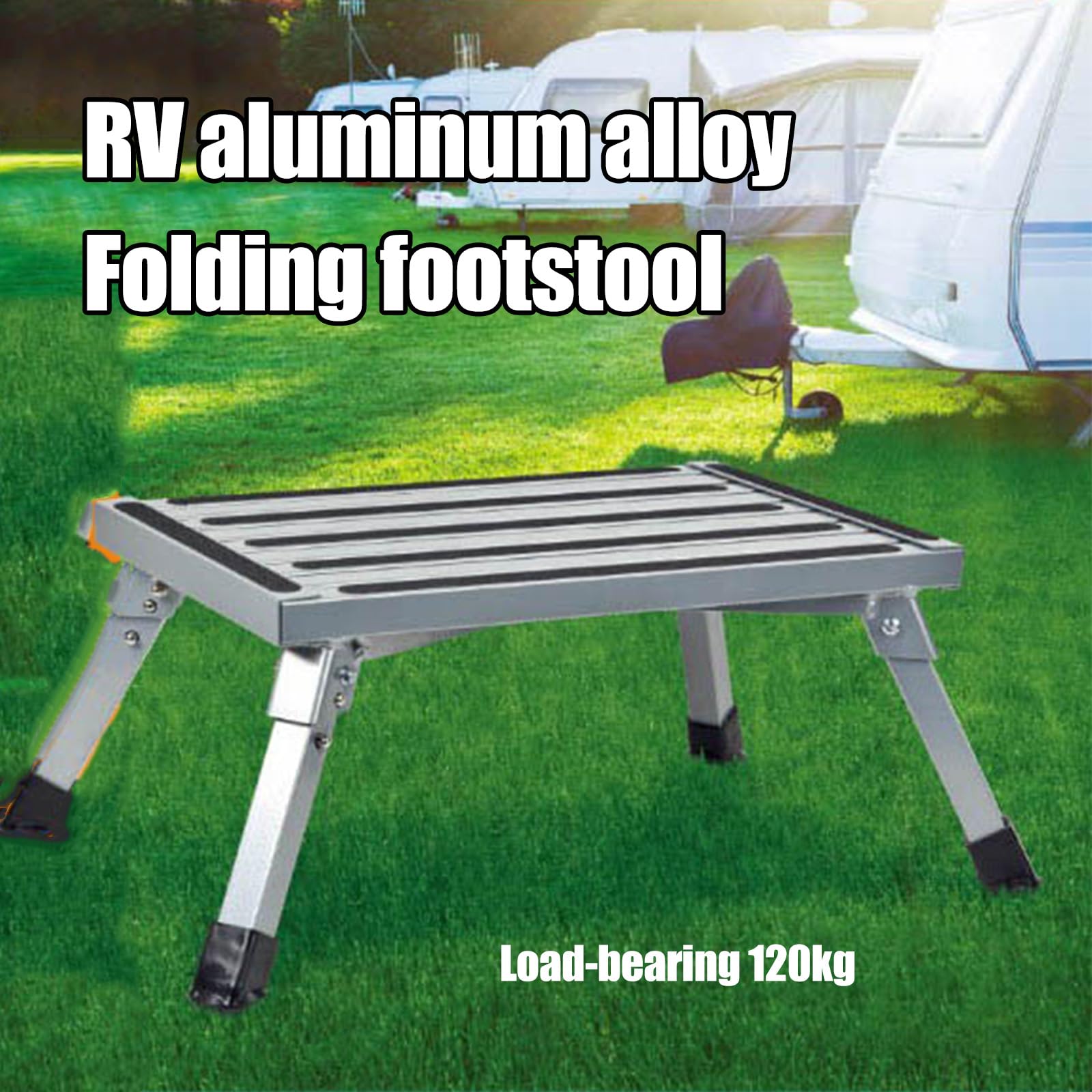 Taburete plegable de aluminio para vehículos recreativos, para adultos, ligero, portátil, plegable, para camioneta o cámper
