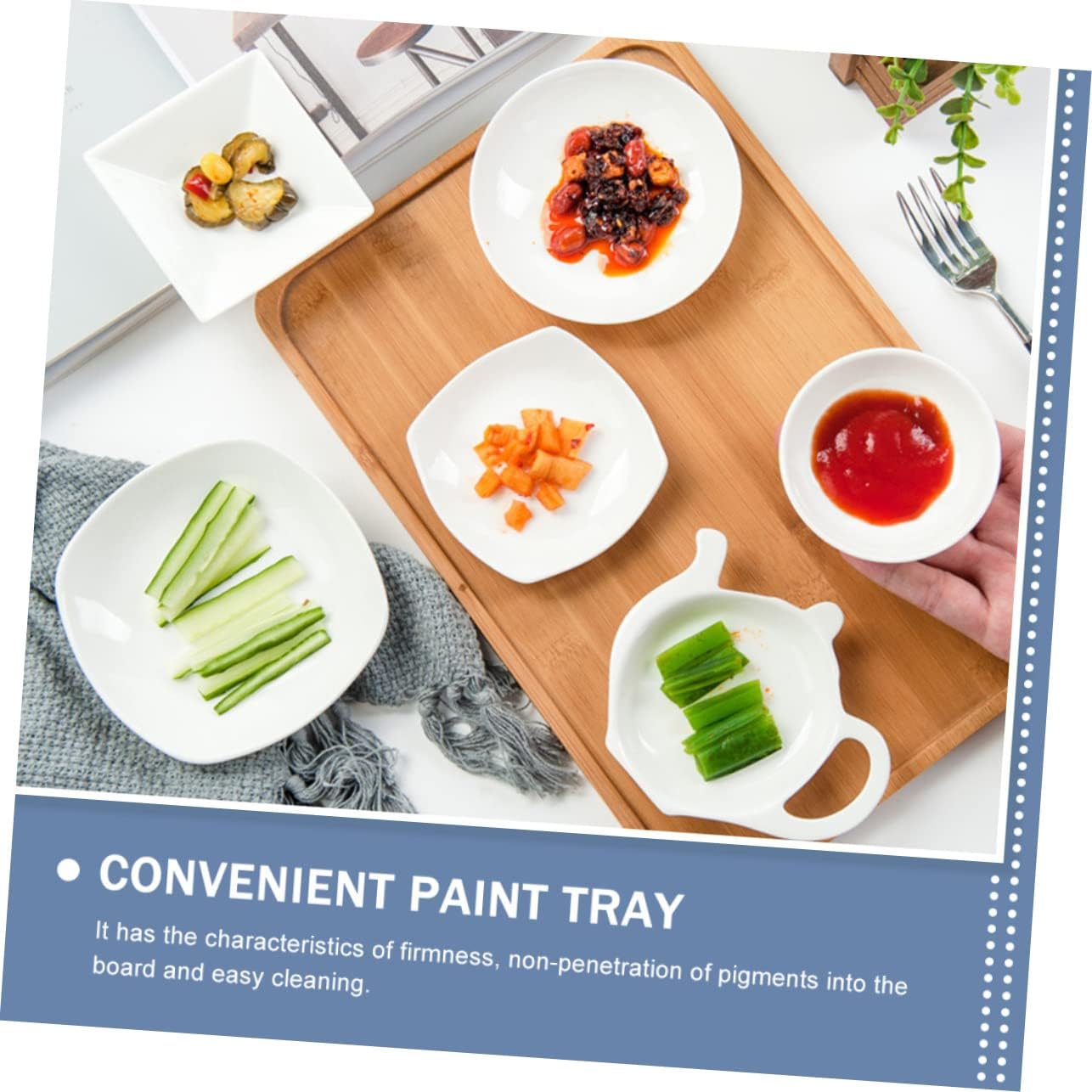 YOSADIER 12-Piece Bone China Condiment Dishes Set Multi-Functional Ceramic Serving Trays for Sauces Spices and Paint Mixing for Home Parties and Art
