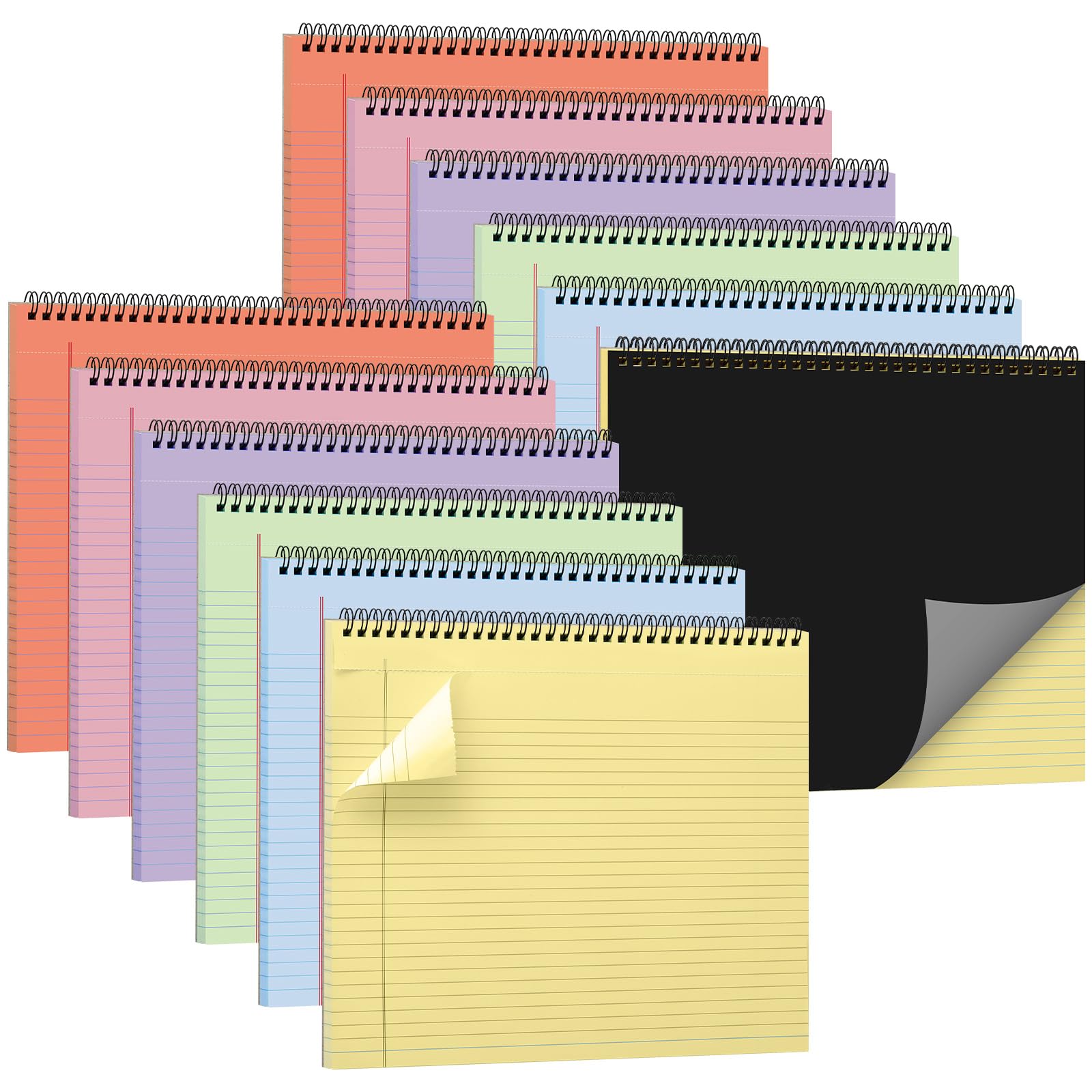 MotiMind 12 blocs legales en espiral horizontal 11 x 9.5 colores brillantes