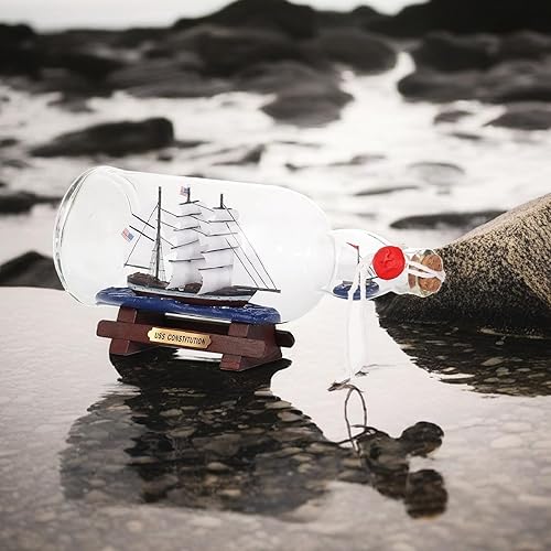 Miniatura 4 de NAUTIMALL Pirata caribeño de perla negra de 11 pulgadas, modelo dual de barco en una botella, adorno de vidrio, decoración náutica para el hogar,