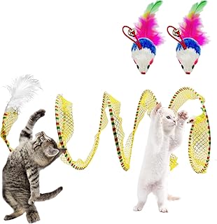 FINEASY Faltbar Katzentunnel Katzenspielzeug Interaktives, Katzenspielzeug S Katzen Tunnel, mit Federspielzeug und 3 Spielzeugmäuse, für Kaninchen Welpen Katzen Kleine Tiere product image
