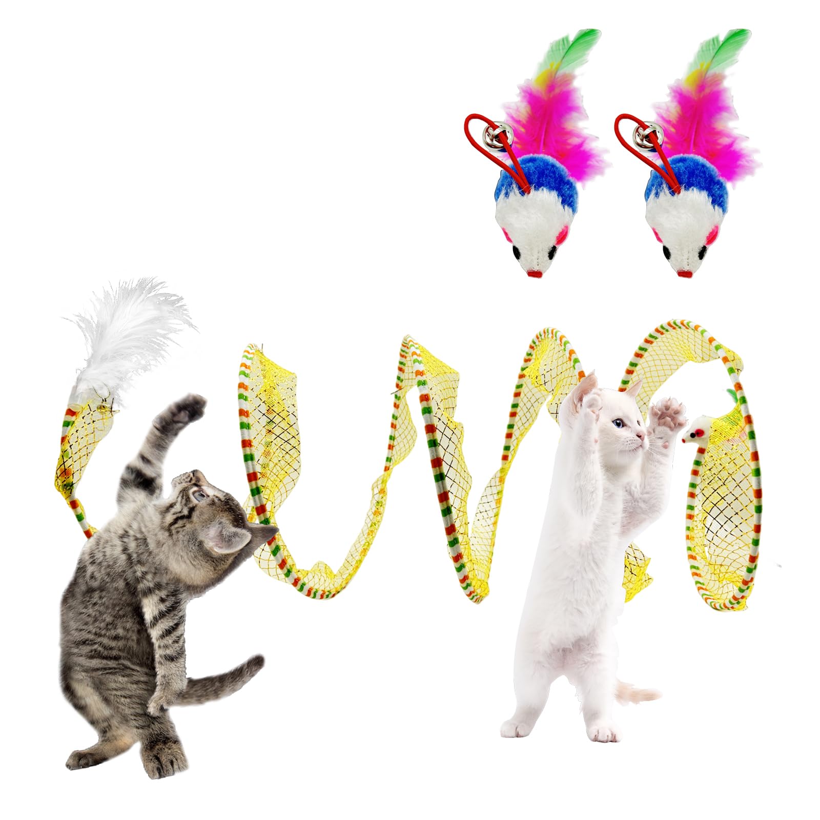 Tunnel Per Gatti Pieghevole A S - 122x25cm, Gioco Interattivo, Per Gatti E Cuccioli