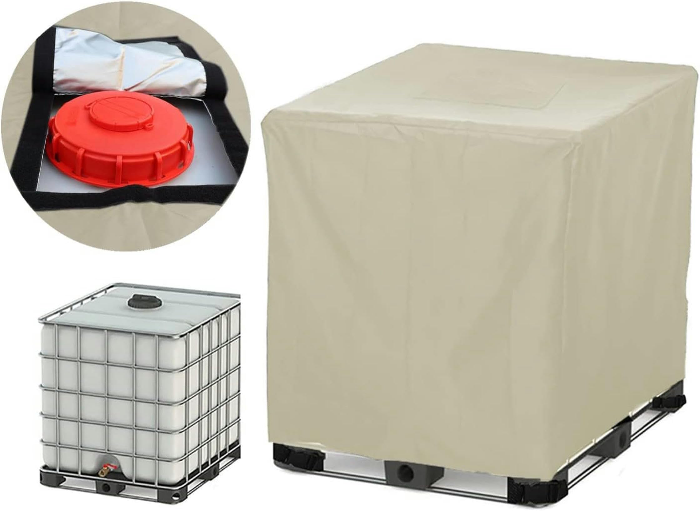 IBC Tote Cover, IBC pokrowiec ochronny na zbiornik na wodę, 300 l/600 l/800 l/1000 l, pokrowiec IBC, wodoodporna, pyłoszczelna osłona z folii Ton, tkanina Oxford 210D, osłona przeciwsłoneczna do