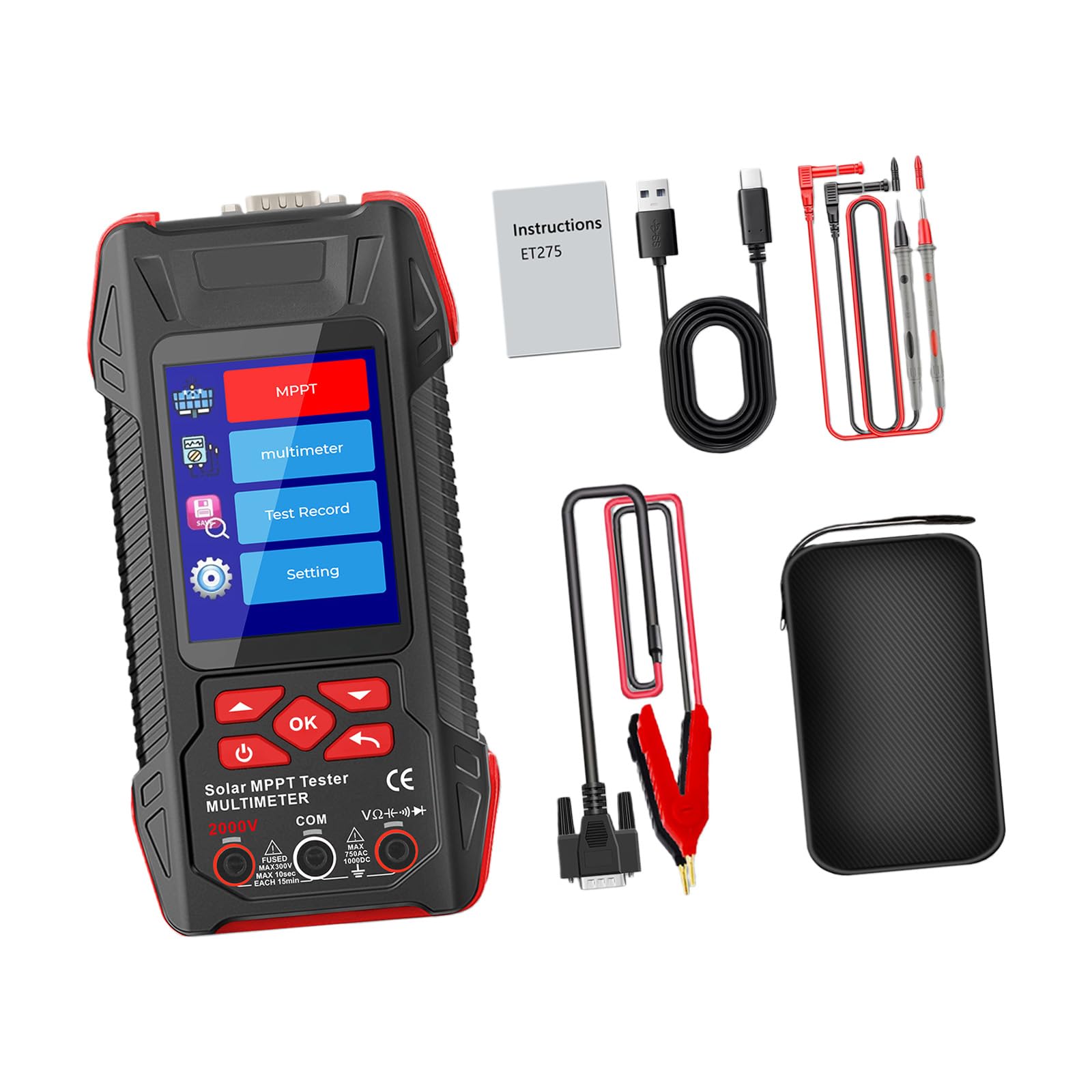 Kaeltsyn Et275 Advanced Solar Tester With Mppt For Panels Batteries Inverters Featuring Lcd Display Data Storage Measuring Power Voltages Current Photovoltaic Tester