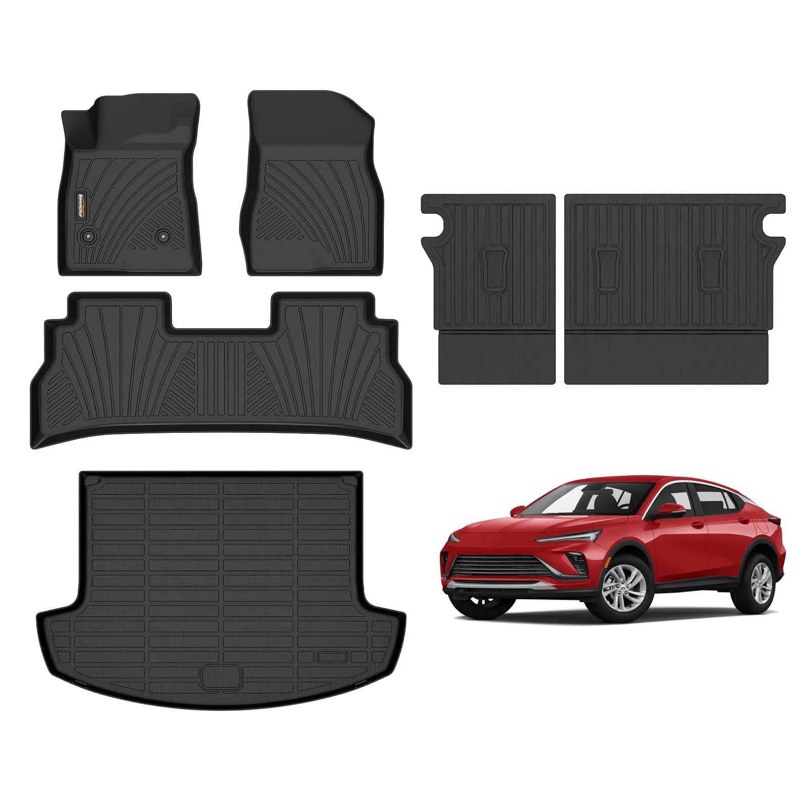 Binmotor Floor Mats & Cargo Liner with Backrest Mat Full Set, TPE Rubber Liners 