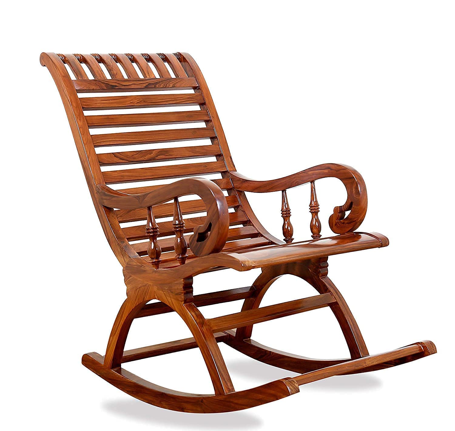 Sheesham Wood Rocking Chair for Adults with Footrest | Ergonomic Wooden Aaram Chair for Home | Premium Handmade Relaxing Rocker Chair-image-33