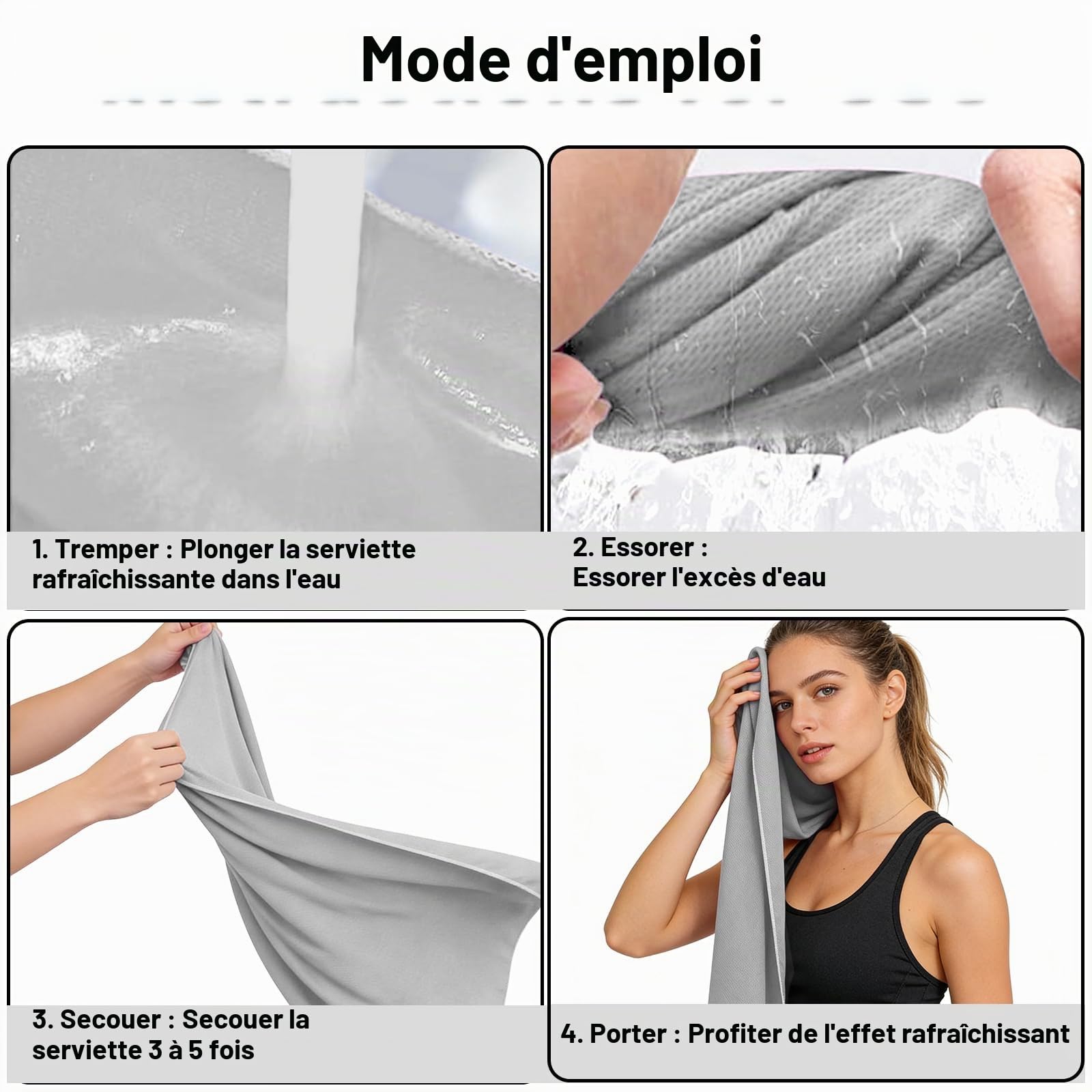 Serviette de Refroidissement, Serviettes Rafraîchissantes, Serviette Rafraîchissante, Serviettes de Sport, Serviette Rafraîchir Cou pour Fitness Randonnée Camping Course Tennis Voyages Yoga Golf (F)