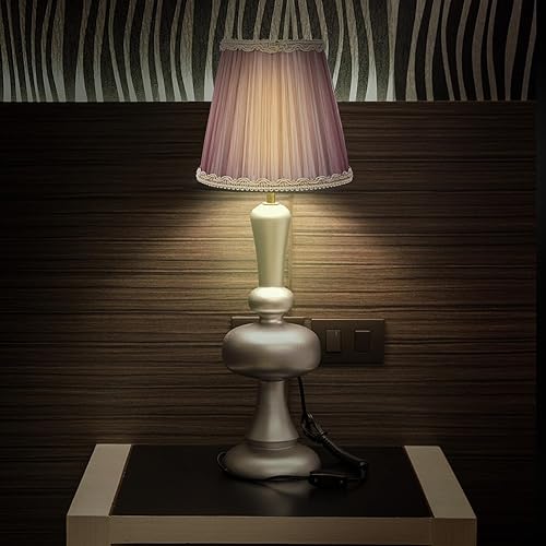 Vista 11 de Pantalla de tela azul con clip, diseño único en forma de campana para lámpara de mesa de piso y pared, luz suave para espacios relajantes