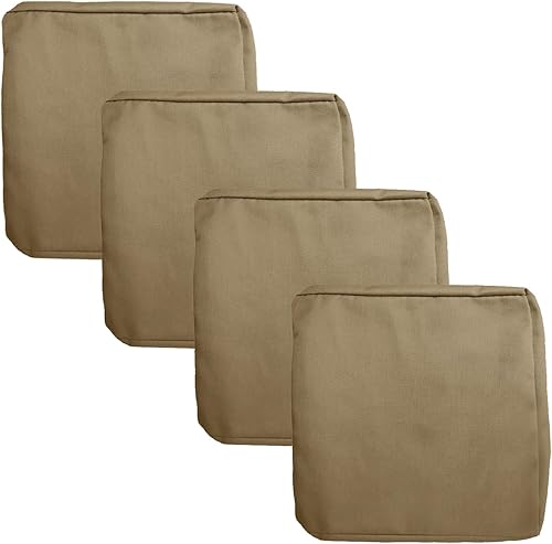 FLYMEI Paquete de 4 fundas de cojín para patio de 22 x 22 x 4 pulgadas, impermeables, para exteriores, fundas de cojín de repuesto para sillas de