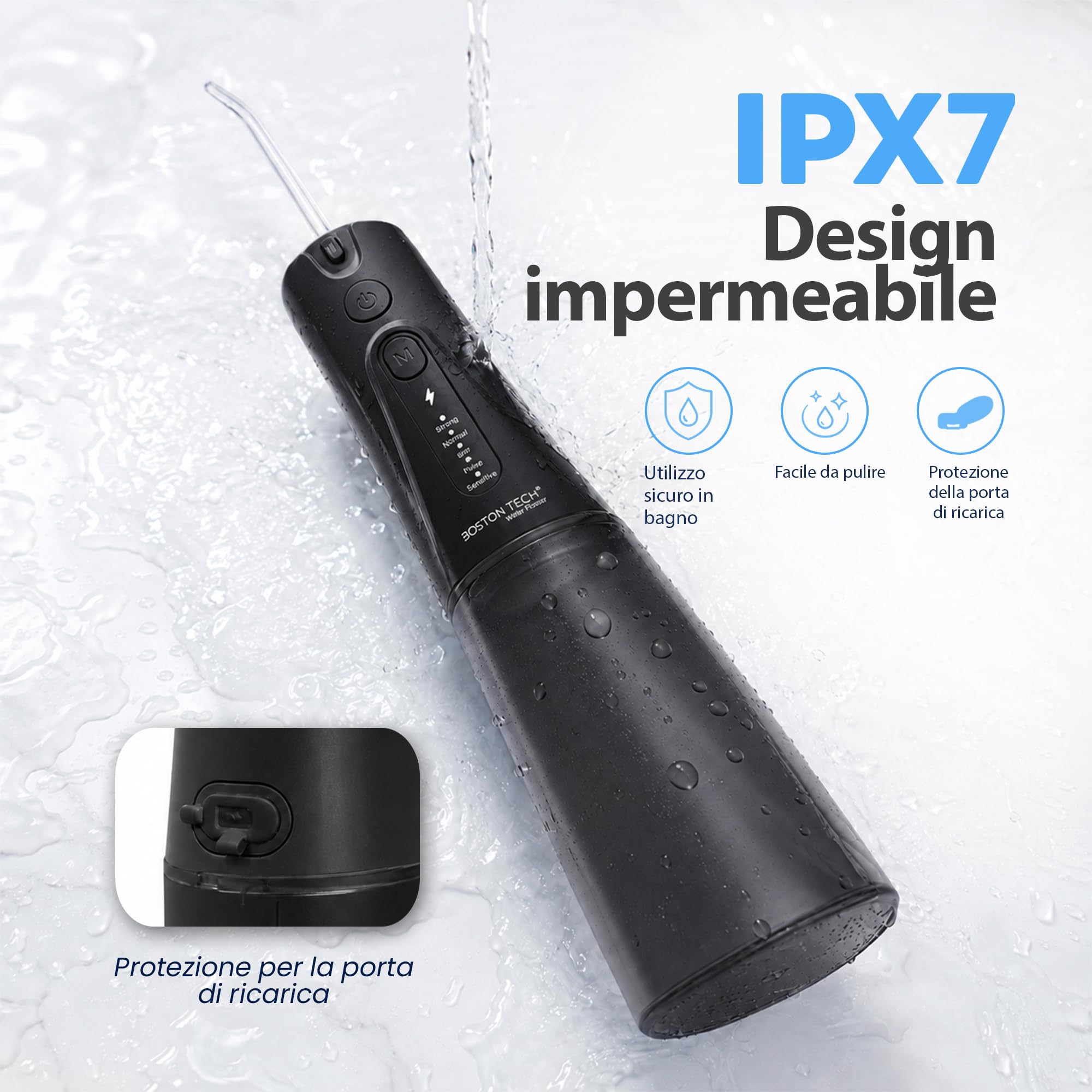Aquapik UltraCare Plus Idropulsore Dentale 300 ml 5 Modalità 8 Ugelli USB-C