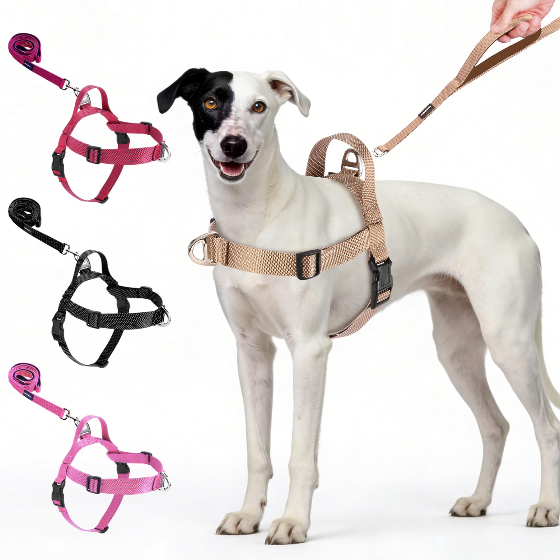 No Pull Dog Harness-Heavy Duty Dog Harness and Leash Set for Medium Large Dogs, Tactical Harness Easy for Walking and Training(Brown,M)
