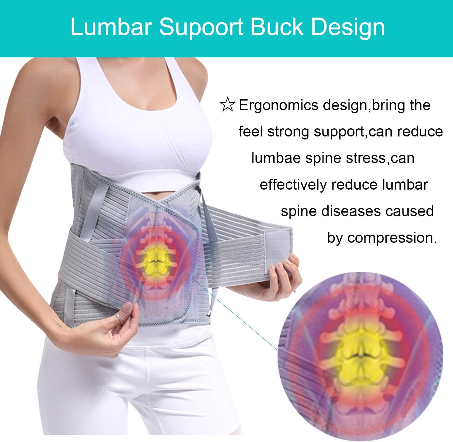 TANDCF Back Support,Entire Back Brace, Lumbar Support Belt for Women & Men, Adjustable Waist Trainer Belt for Entire Back Pain Relief, Keeps Your Spine Straight and Safe(XXL) : Health & Household