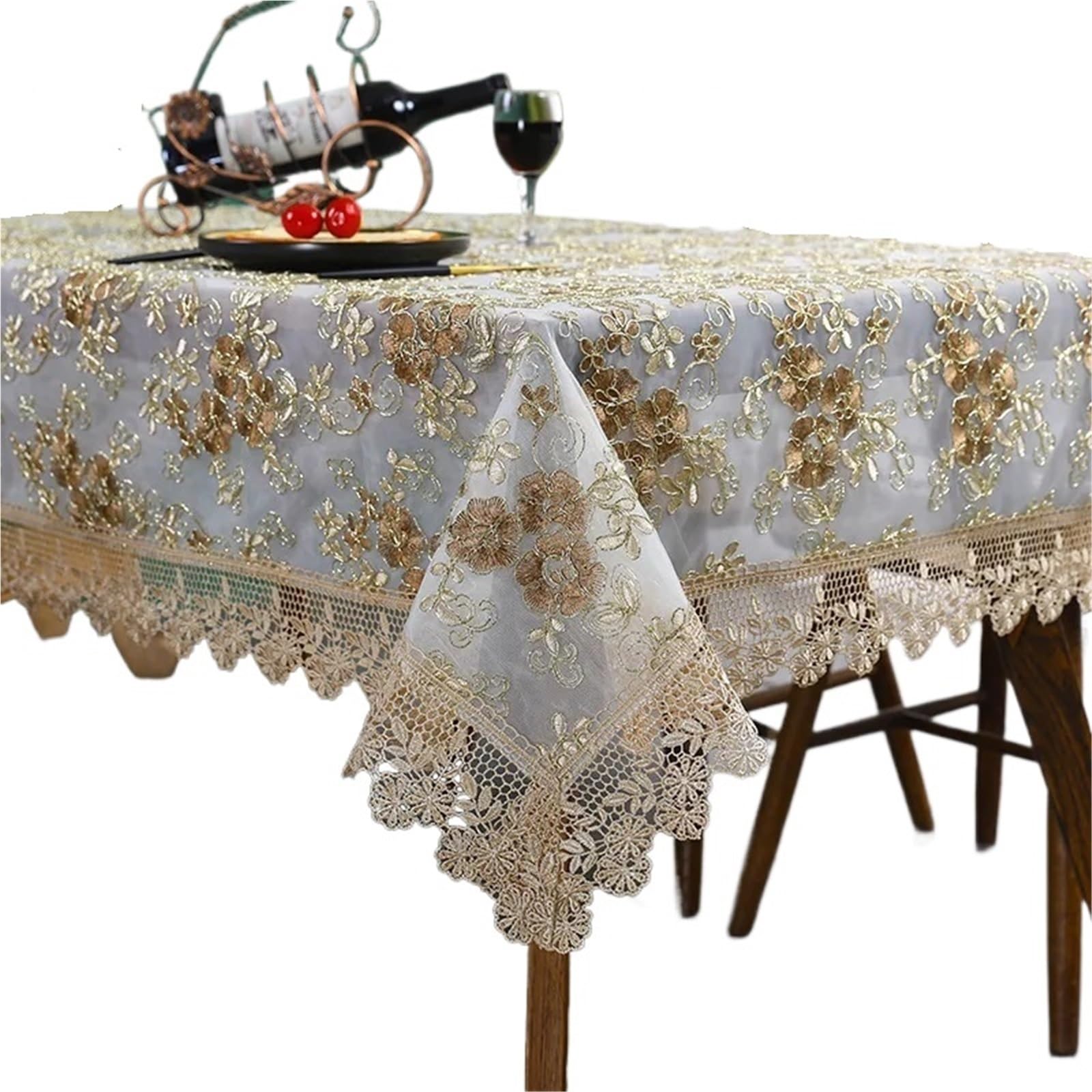 SHENJMAI Vintage Lace Table Lace Embroidery Tablecloth, Table Cloth, Wedding Banquet, Party Cloths, Furniture Cover, Home Covers(Color2,150x220cm)