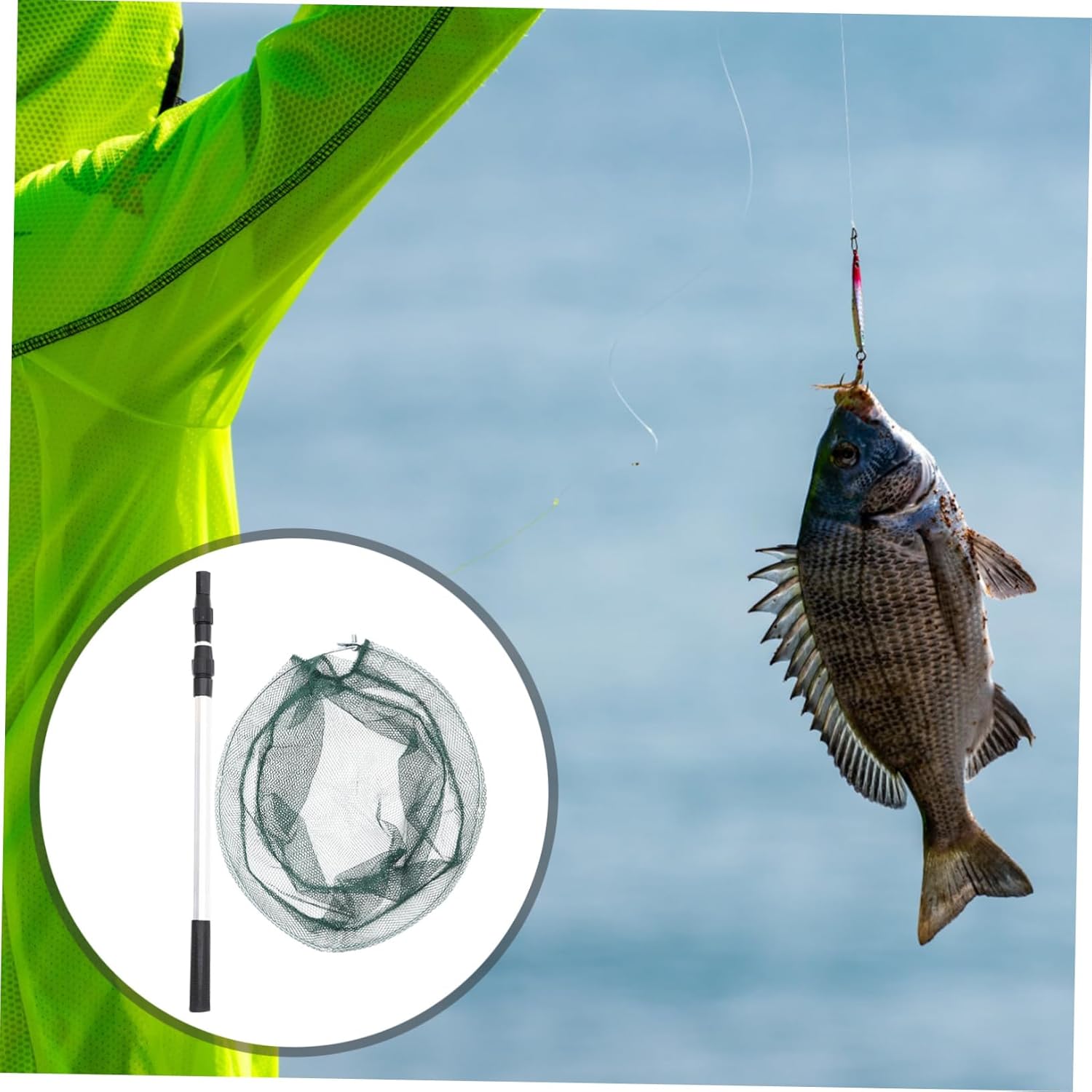 Holibanna 1.5M Fishing Net Foldable Telescopic Fish Net with Aluminum Alloy Handle for Aquarium Use Mesh Design for and Release Lakes