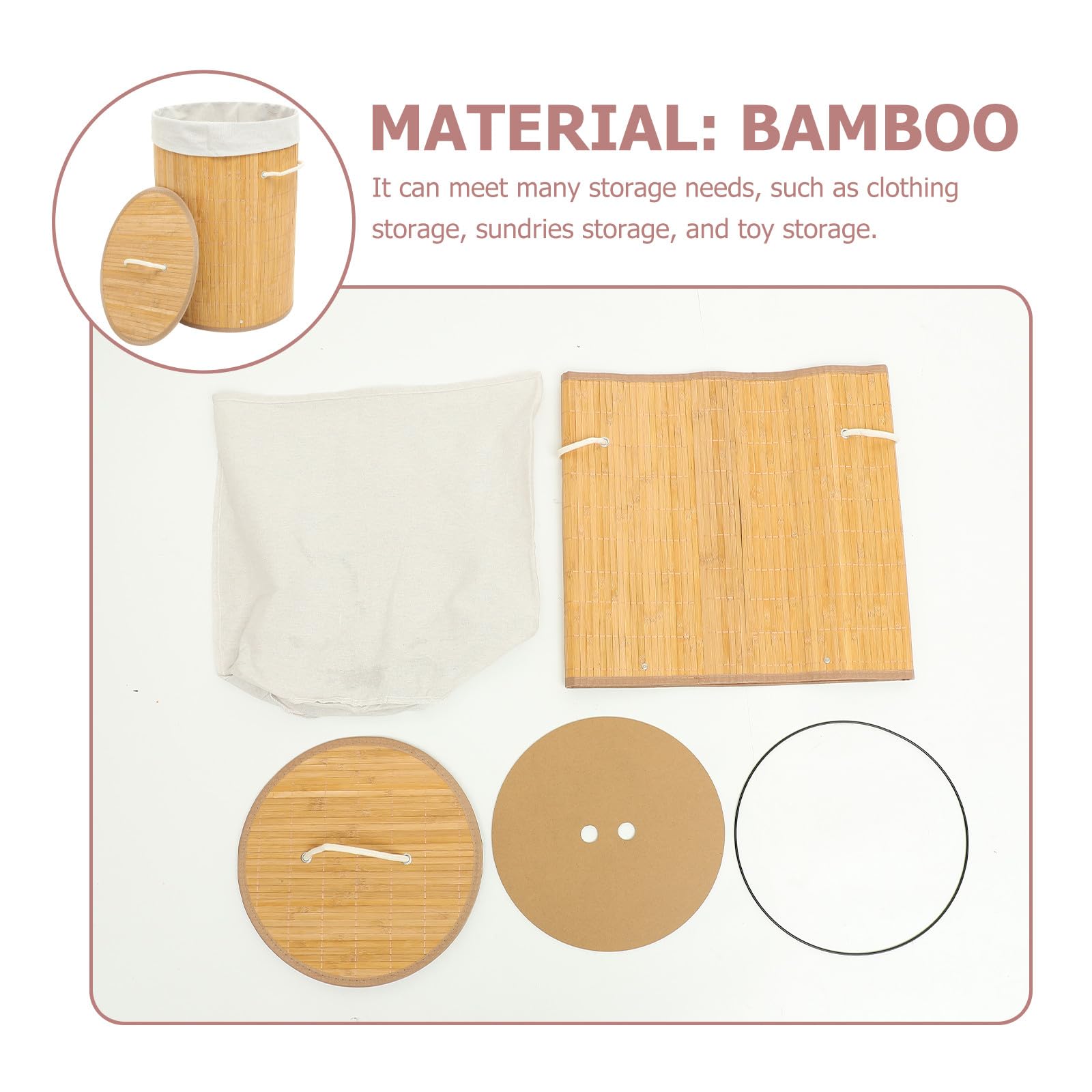 DOITOOL Cesto de Bambú con Tapa para Ropa Sucia, Cesta de Almacenaje Práctica y Elegante de 35x35x50 Cm, Adecuado para Baño o Lavandería con Diseño Rural y Resistente