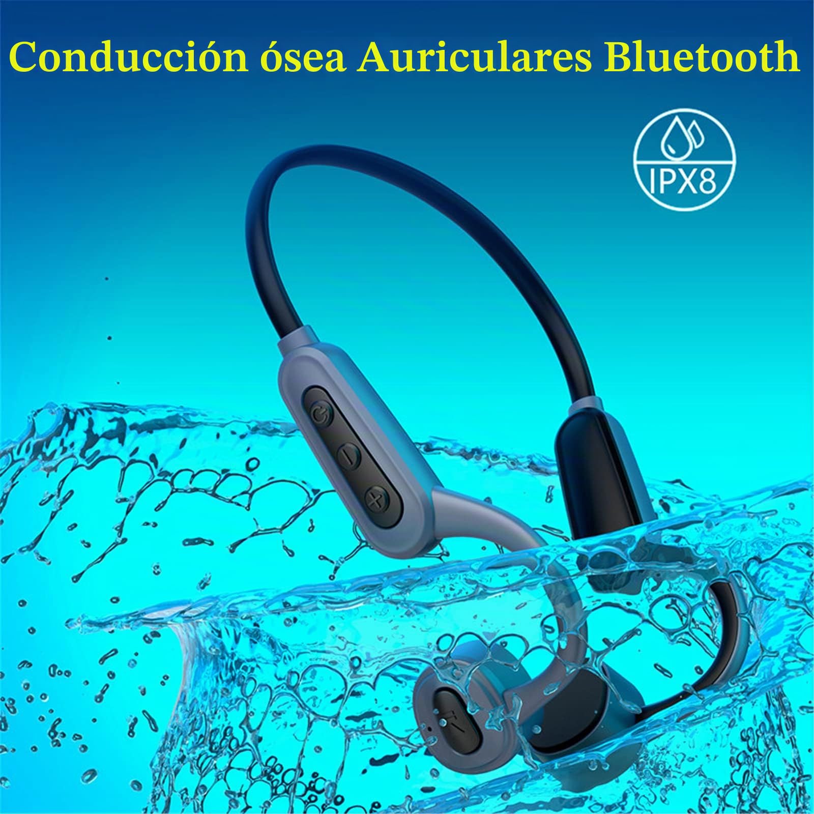 K8 - Auriculares inalámbricos Bluetooth de conducción ósea, IPX8 impermeables, para natación, fitness al aire libre, reproductor MP3 de memoria de 16 GB (gris)