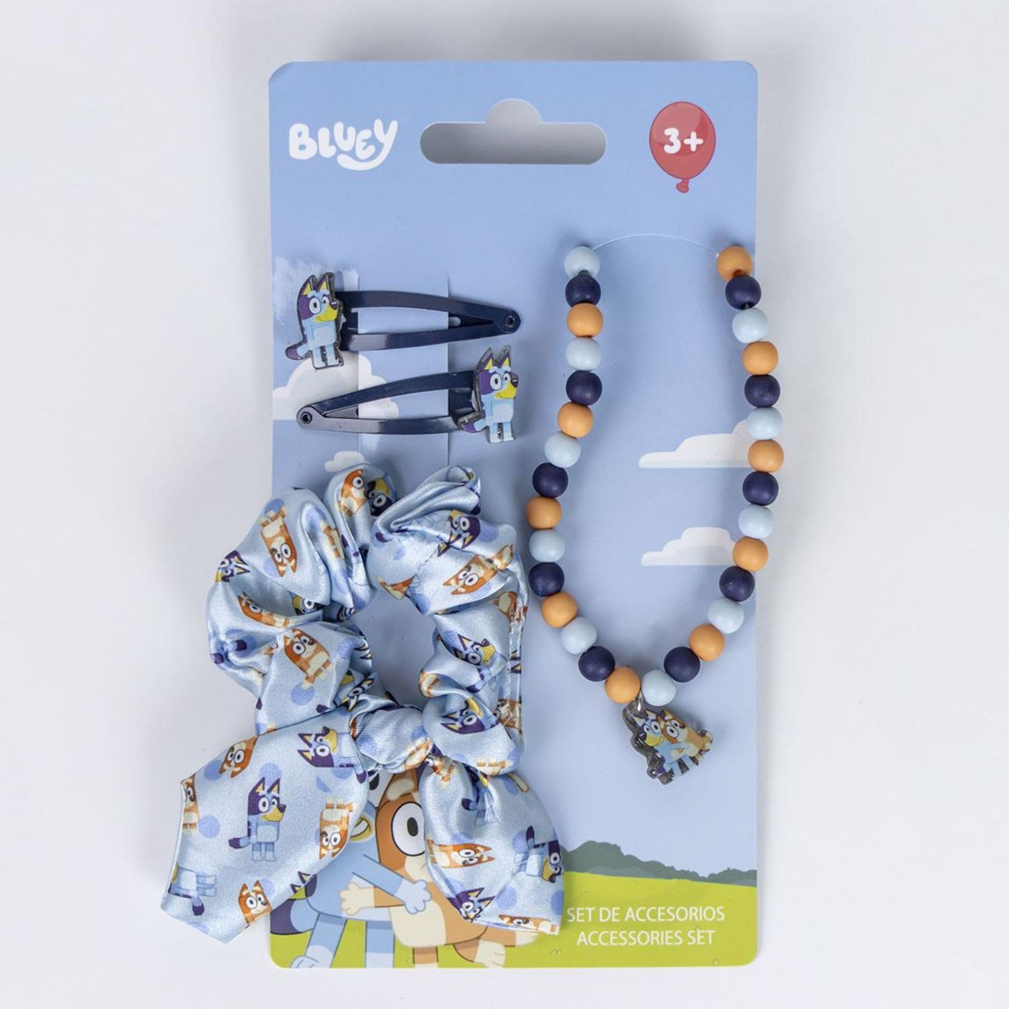 Bluey Children's Beauty Set, Blue and Pink Colour, Complete Set, Includes Hair Clip with Bow, Necklace and 2 Hair Clips - Image 2