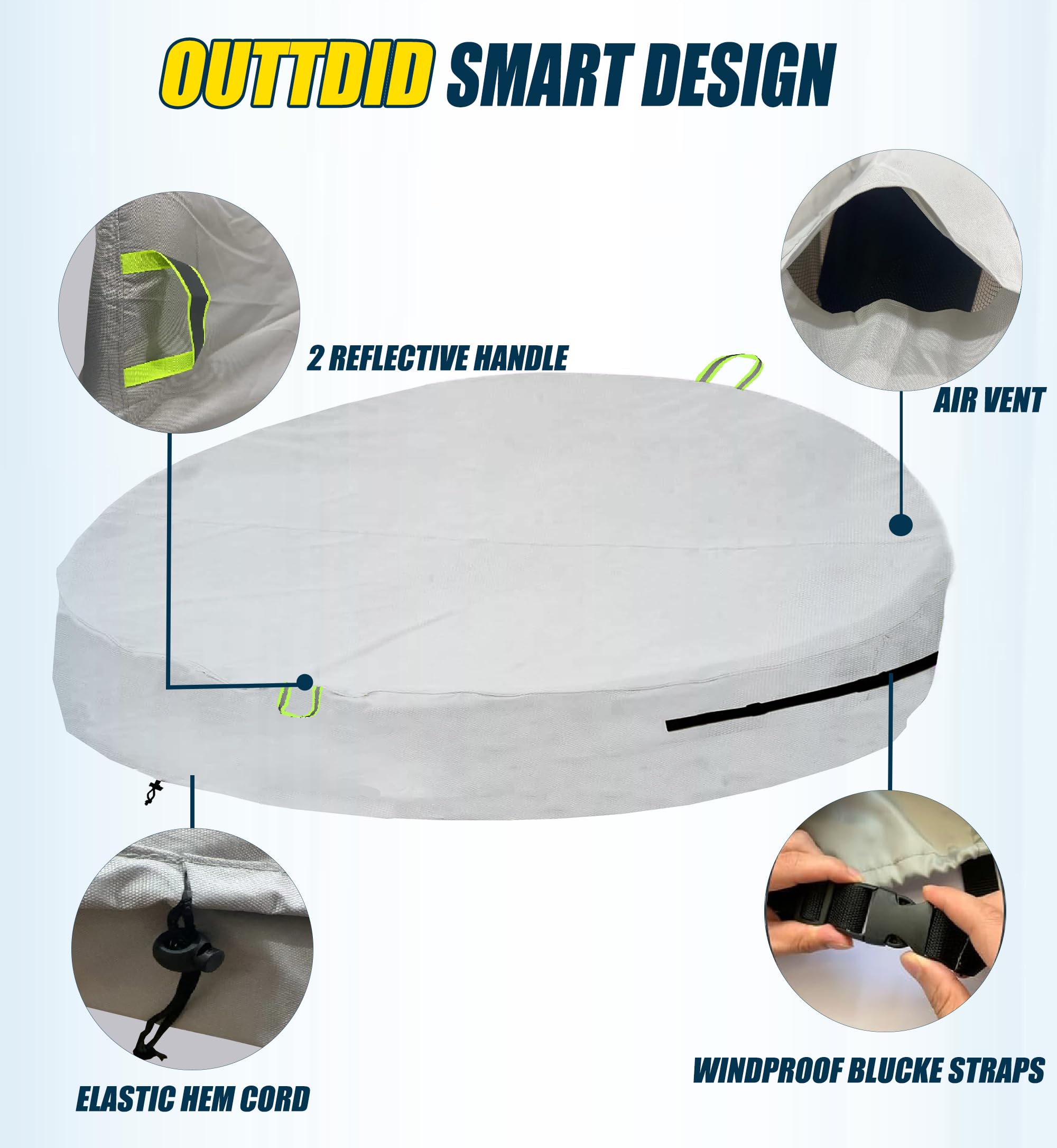 Funda Cama Jardin Redonda Sofa Cama Exterior Impermeable Resistente al Viento 600D Oxford Sofá Cama de Exterior Redonda Funda para Muebles de Jardín - Ø223x88/45cm