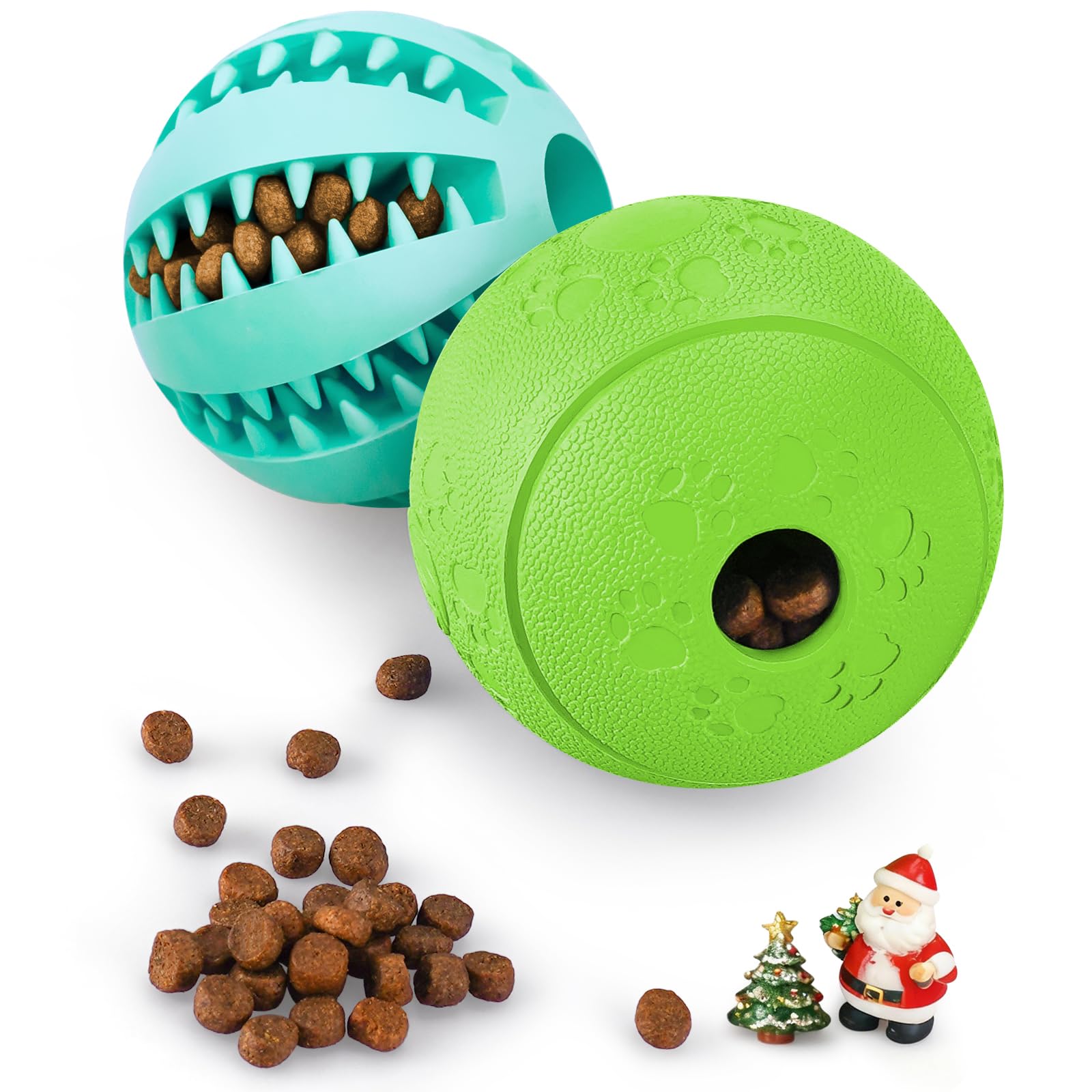 HIPPIH Interactive Dog Toys Ball 2 Pack, Dog Puzzle Toy for IQ Training, Durable and Non-Toxic Treat Dispensing Puppy Chew Toy for Teeth Cleaning/Chewing/Playing