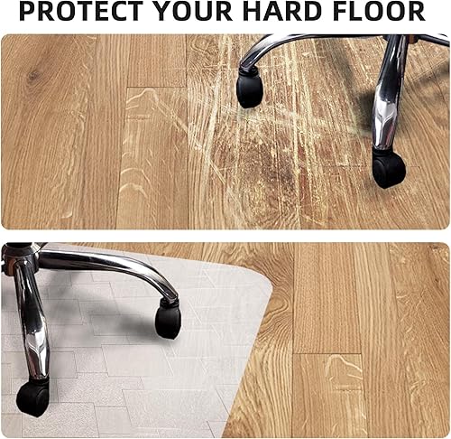 Miniatura 5 de Tapete para silla para suelo de madera dura, 45 x 53 pulgadas, protector de piso para silla de oficina, escritorio, hogar, patrón esmerilado,