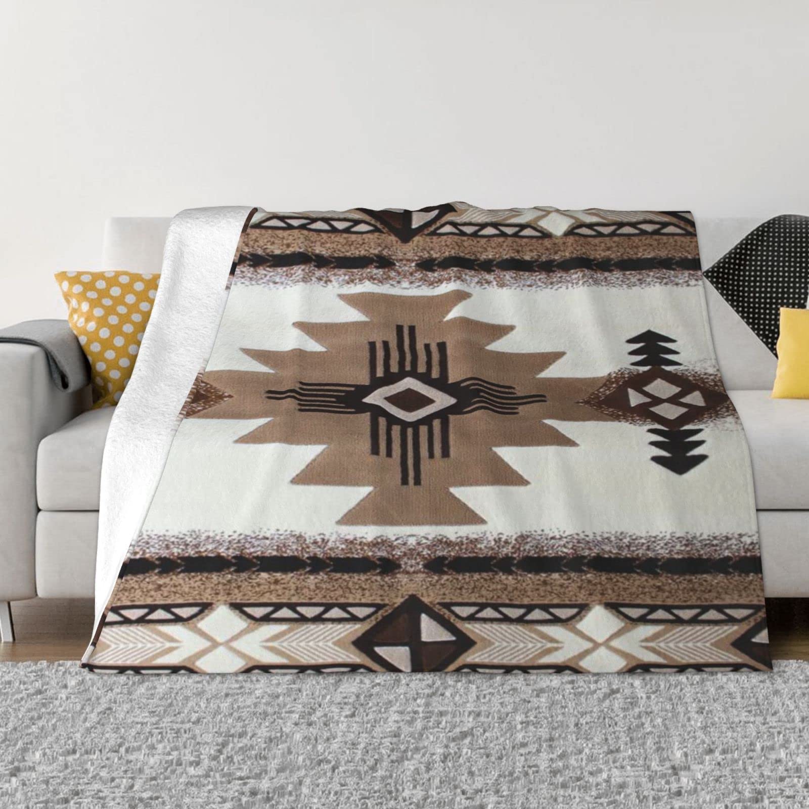 Beulsi Men's Black Native American Fleece Throw Blanket For Couch - Thick Fuzzy Warm Soft Blankets And Throws For Sofa, Bedroom Blanket