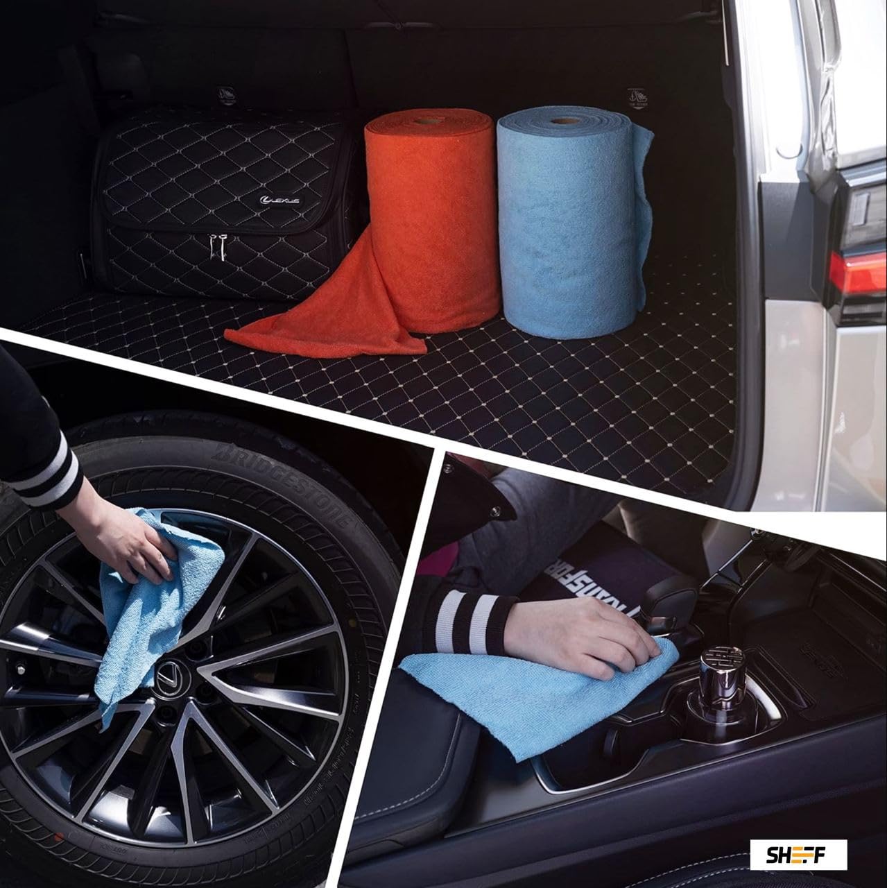 Sheff Rollo de toalla de microfibra – 75 piezas (12 x 12 pulgadas), paño de limpieza reutilizable para coche, casa, cocina, trapos de microfibra (azul)