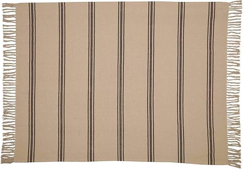 Miniatura 2 de Mill House - Juego de 4 manteles individuales de tela a rayas, color negro a rayas, color beige y negro